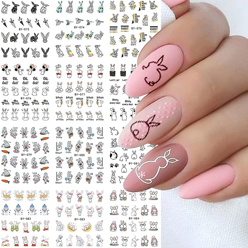 Easter Nail Art Stickers Bunny Water Transfer Nail Decals Nail Art Supplies Holiday Nail Decorations Cartoon Bunny Rabbit Nail S