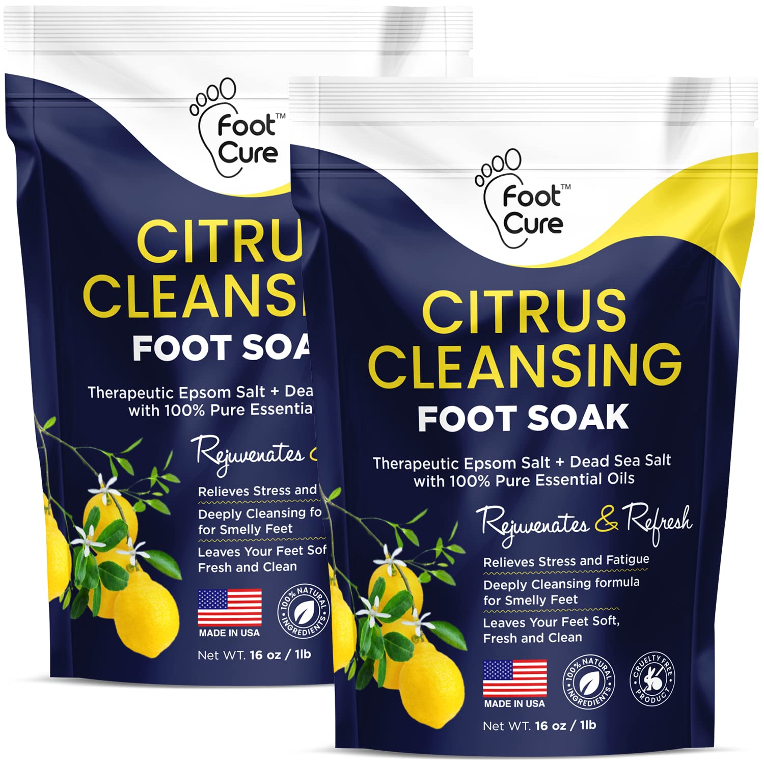 Citrus Detox Foot Soak With Epsom Salts - for Foot Callus, Immune Boost, Damaged Toenail, Athletes Foot, Pedicure and Soothes Ti
