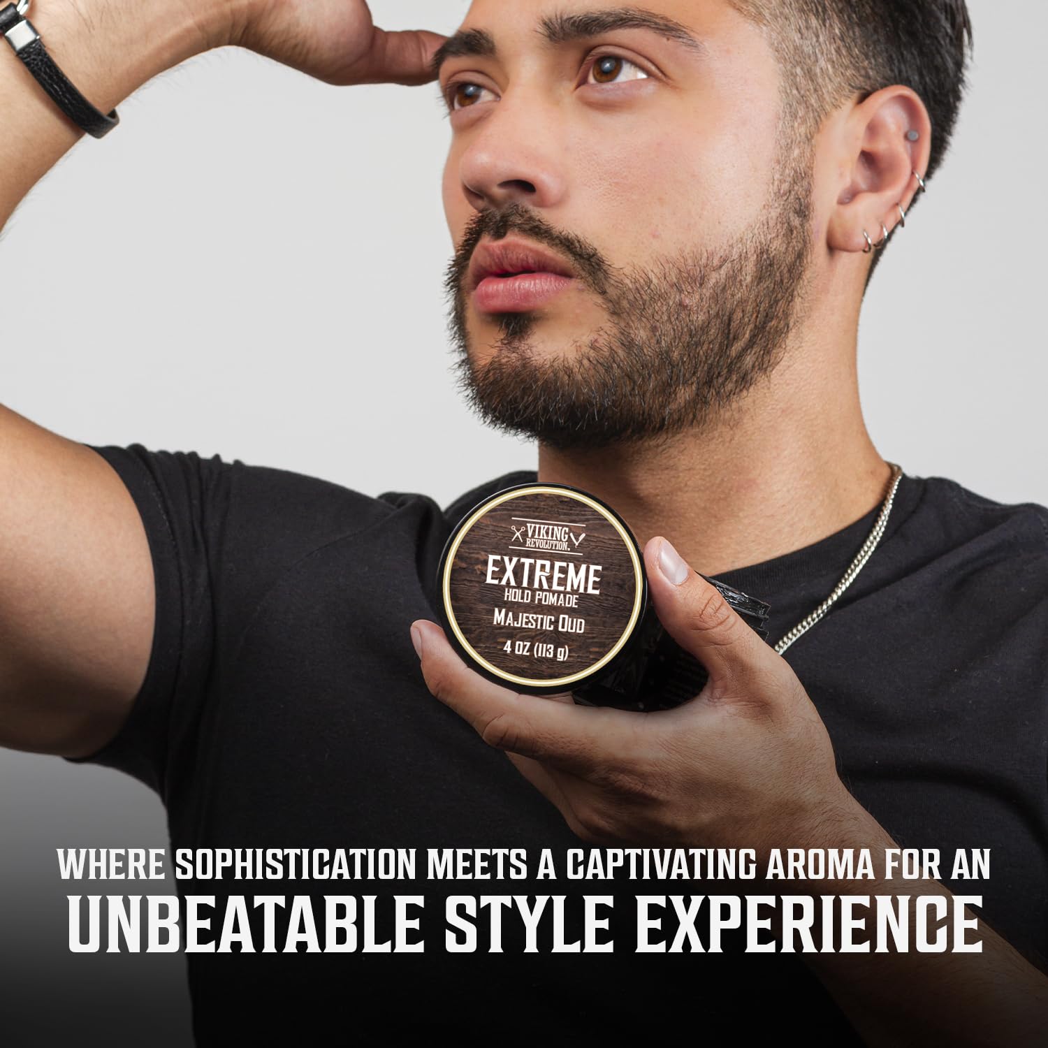 Viking Revolution Majestic Oud Hair Pomade For Men - Extreme Hold Hair Gel For Men Water Based - Mens Pomade Extra Firm Mens Hai