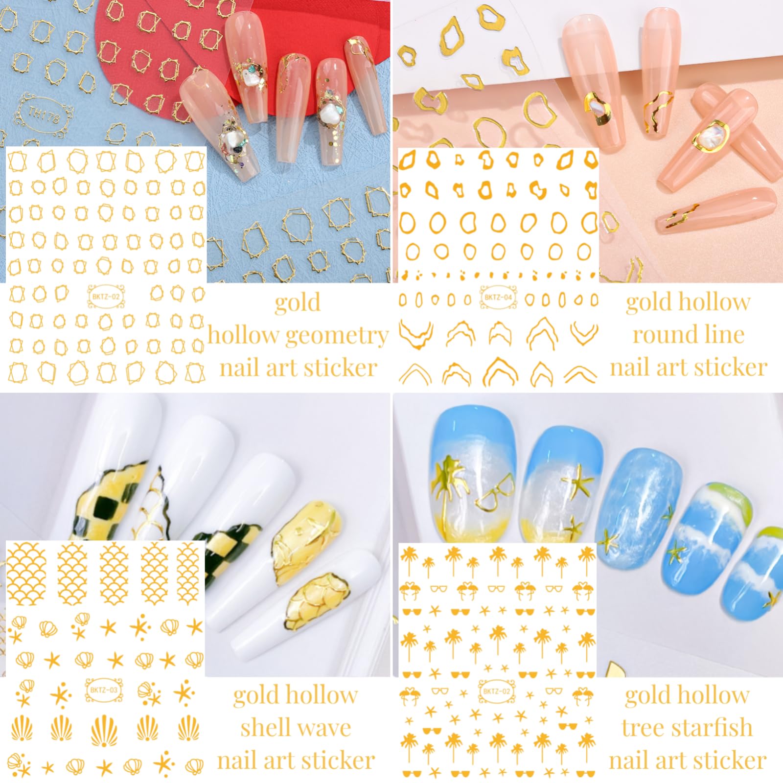 Edittime 5 Boxes 3D Nail Art Crushed Sea Shell Irregular Iridescent Natural Abalone Seashell Slices Starfish Metal Sea Star Conc
