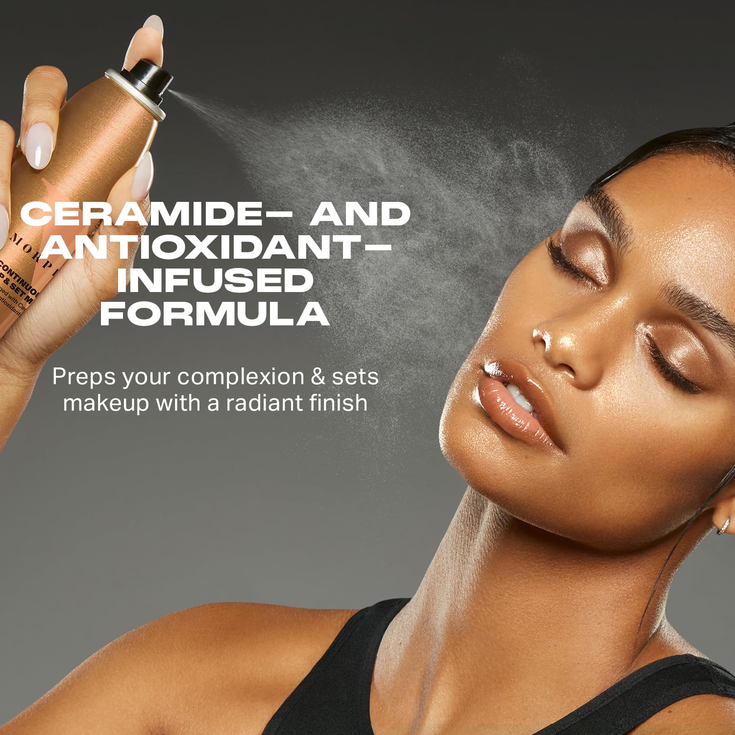 Morphe Mini Continuous Prep & Set Setting Spray - Travel Size Setting Spray for Makeup - Micro-Fine Face Mist Enriched with Cera