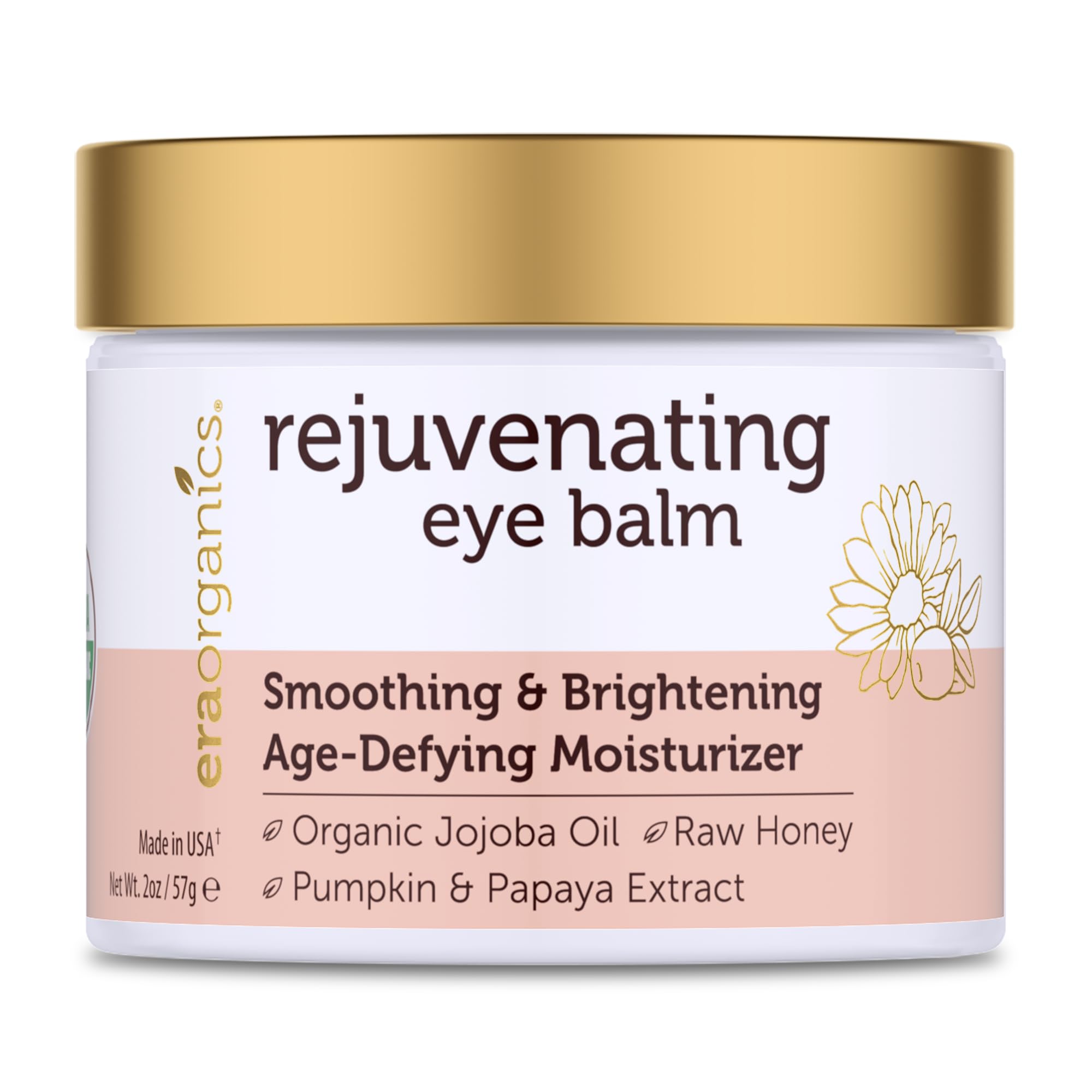 USDA Organic Eye Moisturizer Cream - Rejuvenating and Nourishing Age Defying Under Eye Balm - Natural Eye Cream for Sensitive Sk