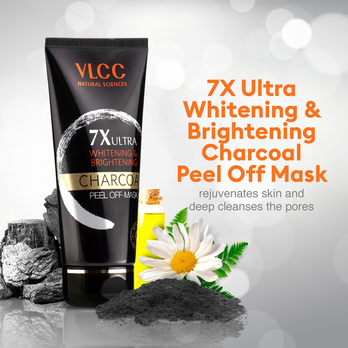 VLCC 7X Ultra Whitening & Brightening Charcoal Peel Off Mask(100gm)