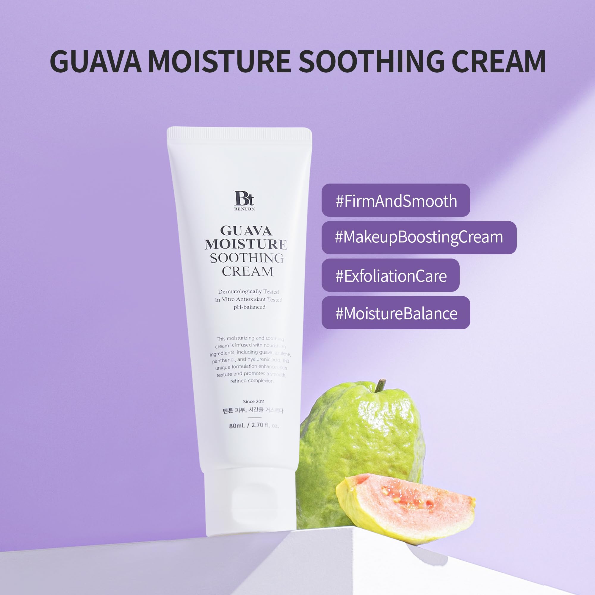 Benton Guava Moisture Soothing Cream - Skin Soothing And Moisturizing Effect For Dry Skin Types, Sensitive Skin, Not Tested On A