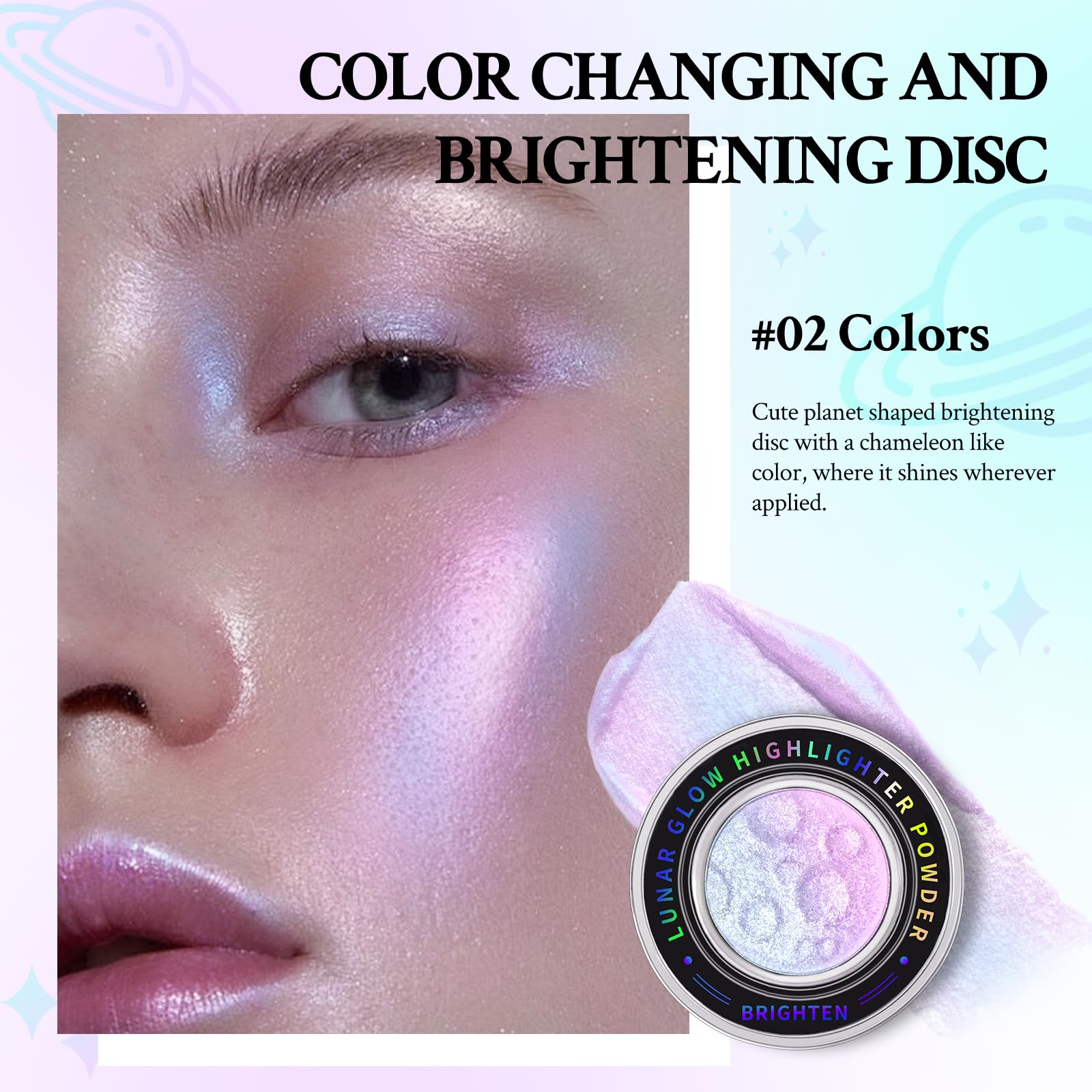 HOSAILY Chameleon Face Highlighter Palette - Multichrome Glitter Shimmer, 1 oz, Color Shifting Inner Corner Eye Highlighter