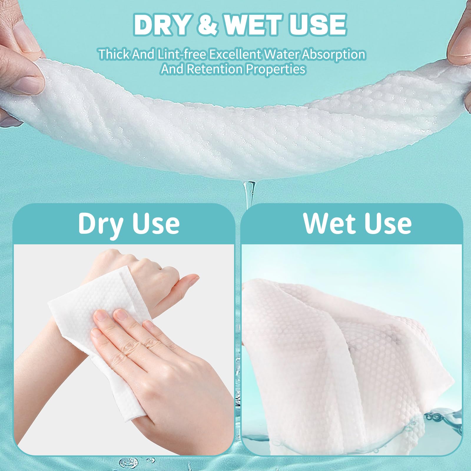 Disposable Face Towel 400 Count, Soft Cotton Facial Dry Wipes, Multi-Purpose For Skin Care, Makeup Remover, Face Wipes And Facia