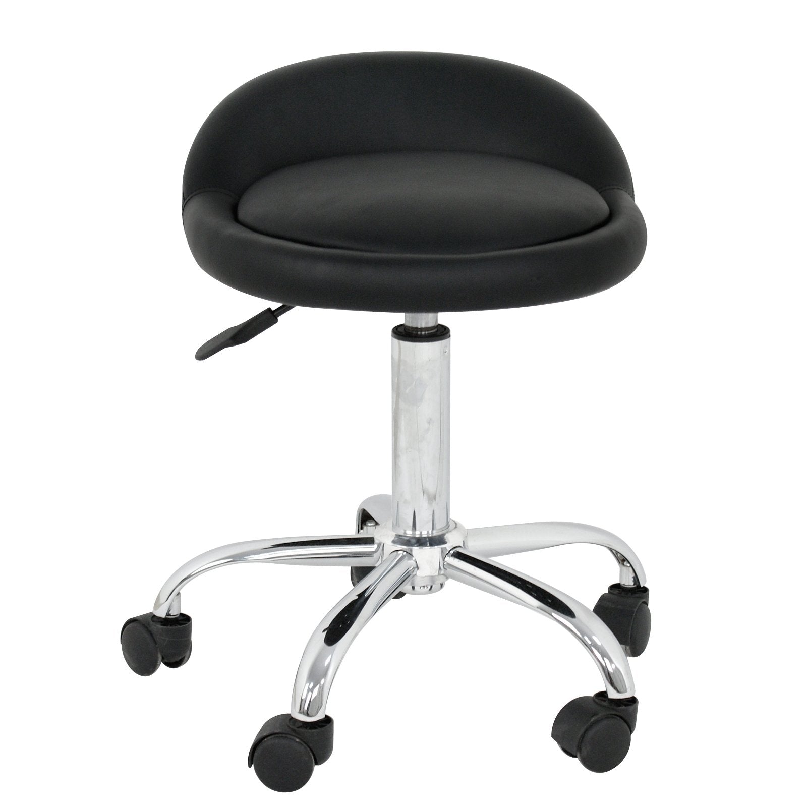 Adjustable Hydraulic Rolling Swivel Salon Stool Chair Tattoo Massage Facial Spa Stool Chair With Back Rest (Pu Leather Cushion)
