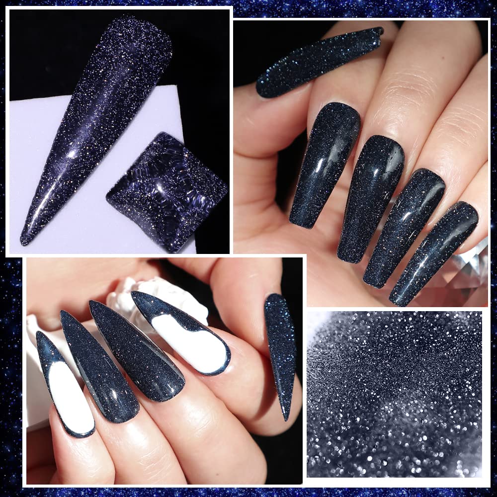 MIZHSE Diamond Gel Nail Polish, Reflective Glitter Gel Polish Set, Sparkly Shiny Gel Nail Art Varnish Manicure Kit, Soak Off LED