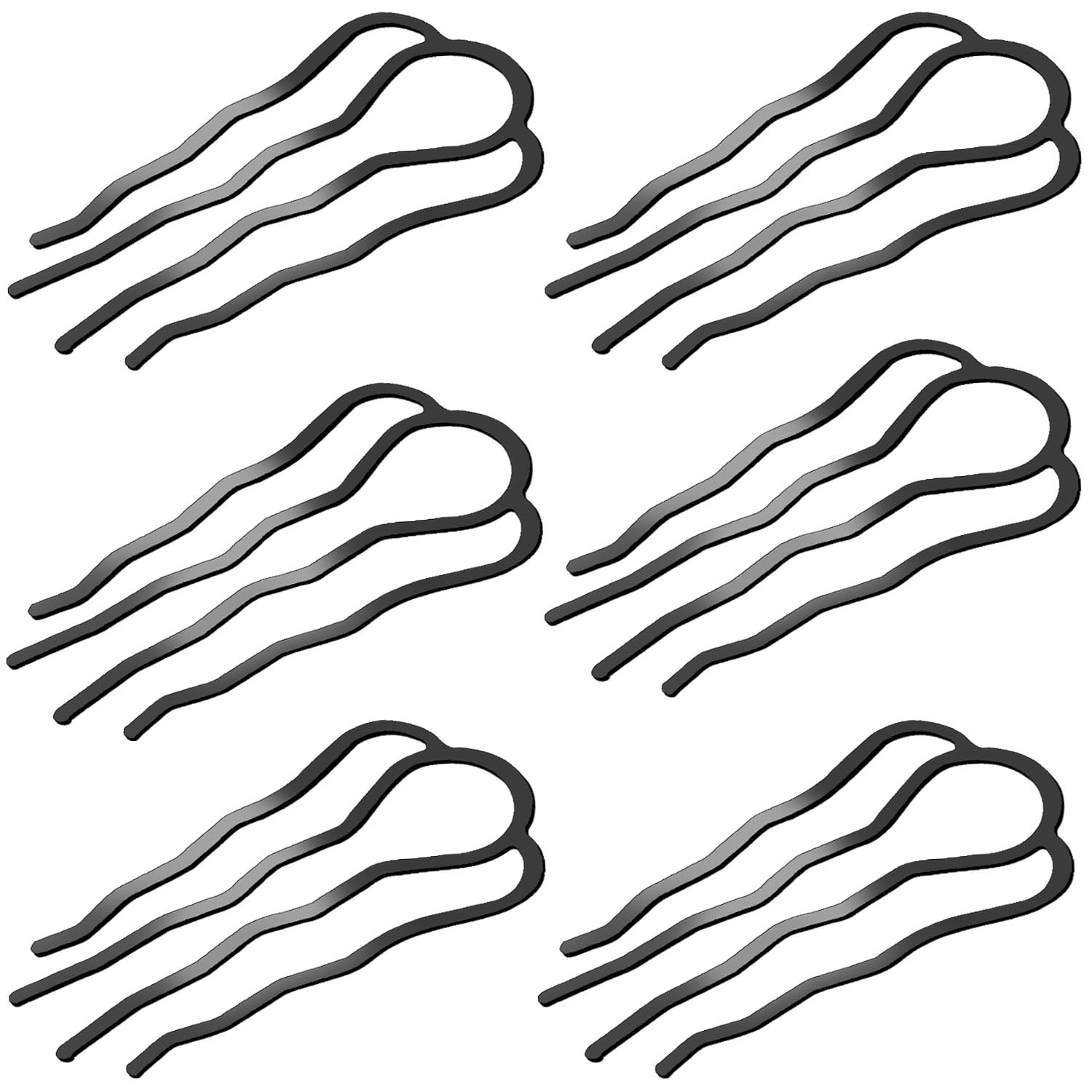 6 Pieces Metal Hair Forks and 4 Prong U-Shape Sticks - Side Combs, Teeth Pins for Updo Buns and Women's Hair Styling Accessories