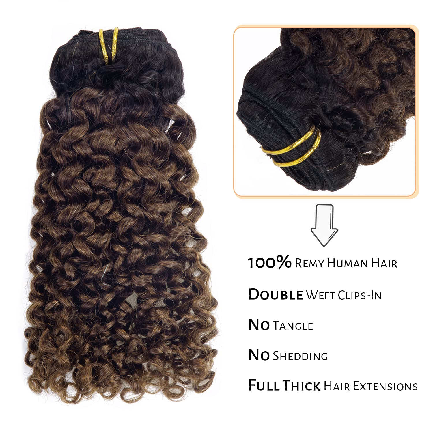 Clip In Human Hair Extensions Afro Jerry Curly 3B 3C Real Hair Clip In Extensions For Black Women Natural Black Colour 100% Braz