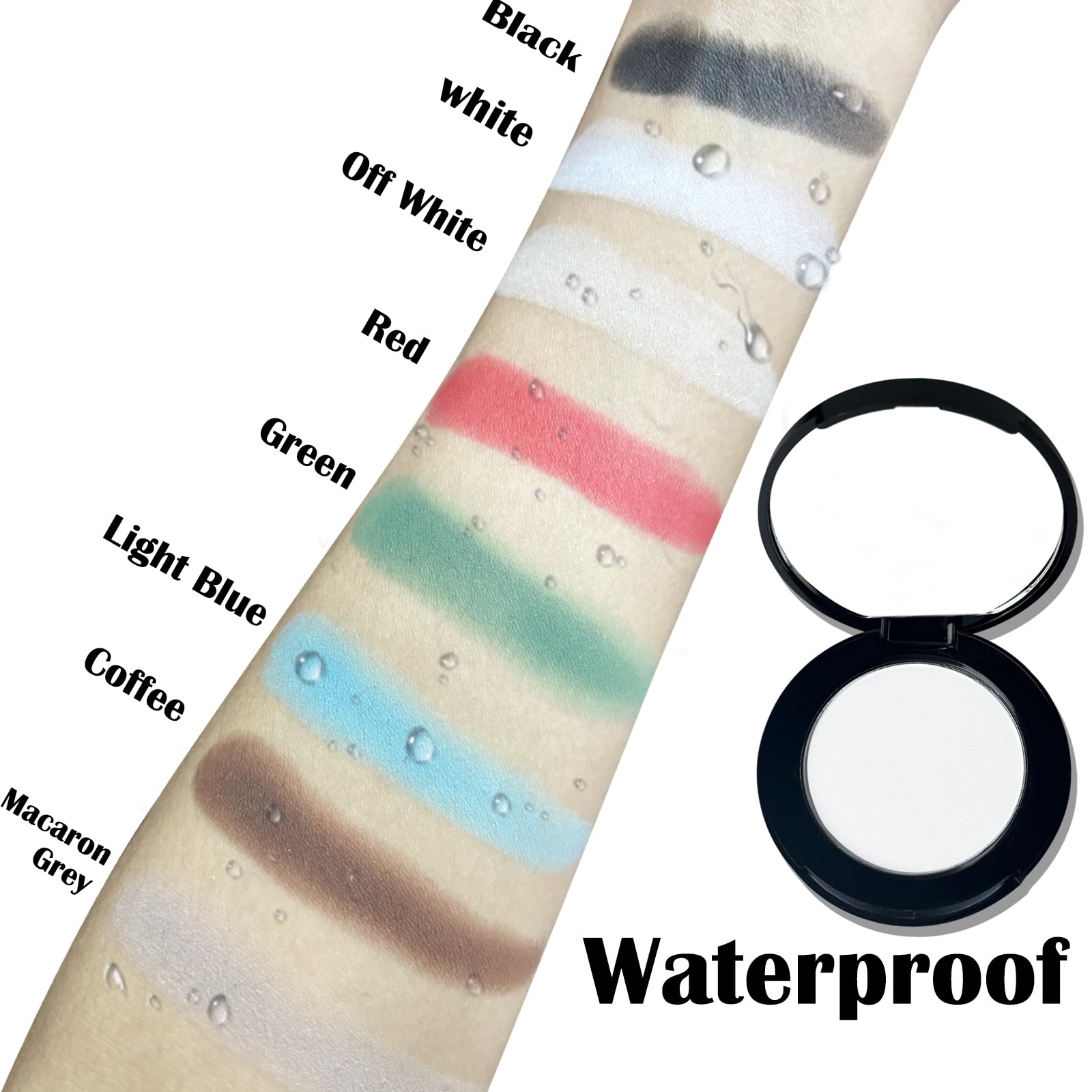 Meicoly White Single Eyeshadow With Mirror,Matte Eye Shadow For Halloween Makeup,Pressed Powder Eyeshadow,Matte Shade Eyelid Col