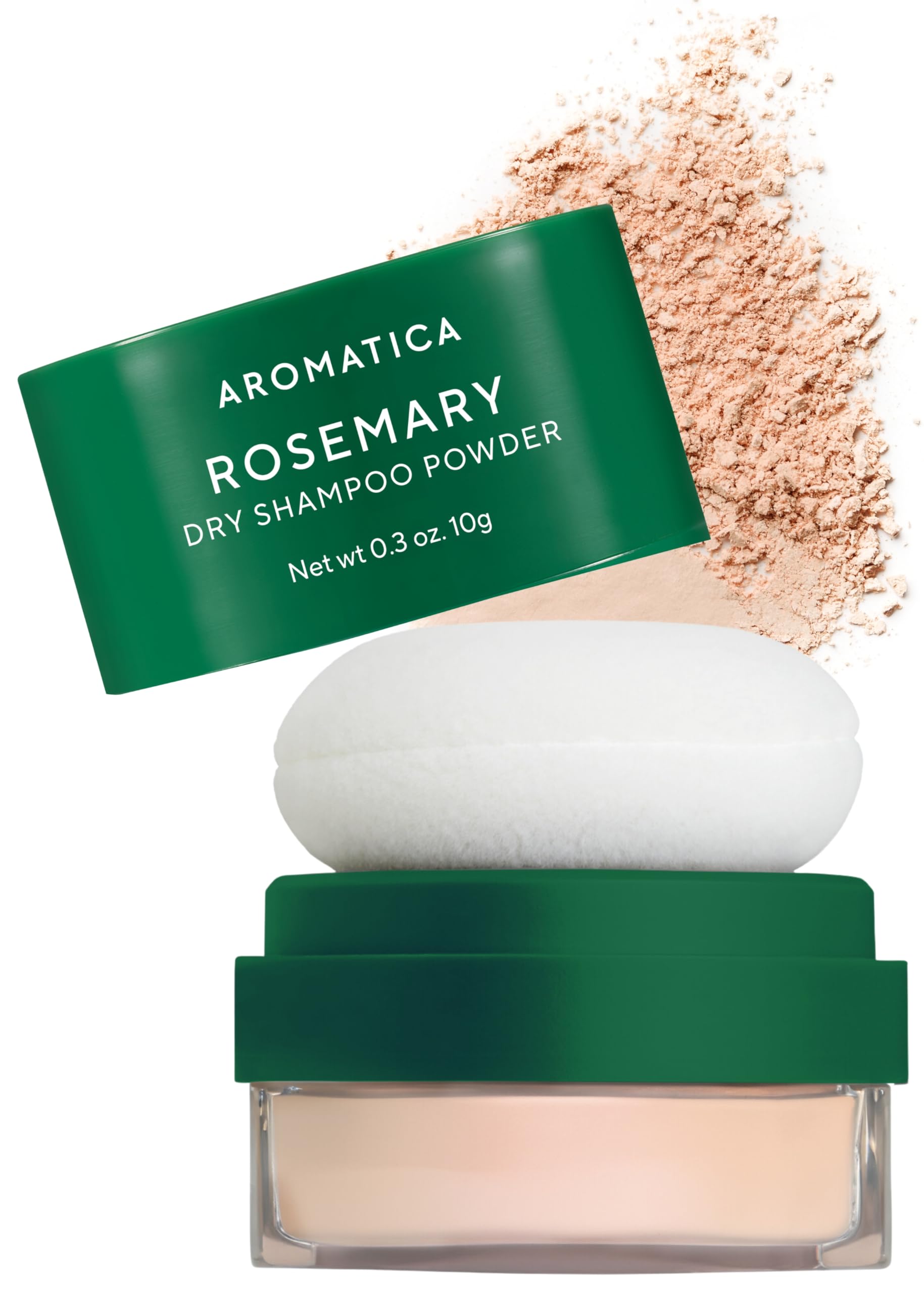 AROMATICA Rosemary Dry Shampoo Powder 10g/0.3oz - Travel Size Dry Shampoo with Panthenol and Biotin For Hair | Non aerosol & Tal