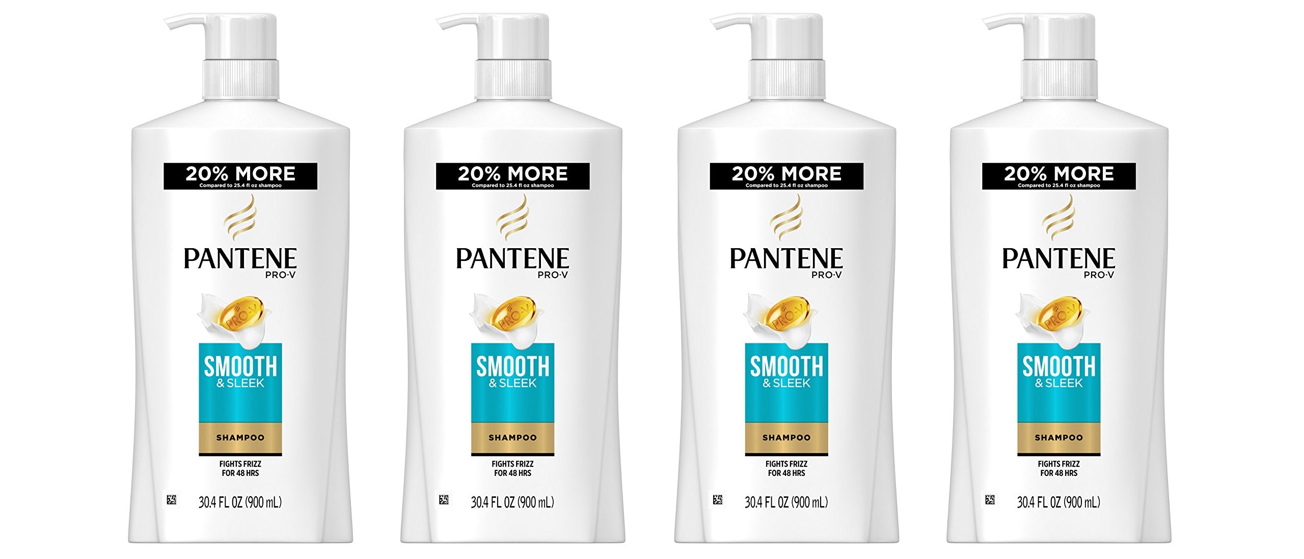 Pantene Pro-V Smooth & Sleek Shampoo, 30.4 FL OZ (Pack of 4) (Packaging May Vary)
