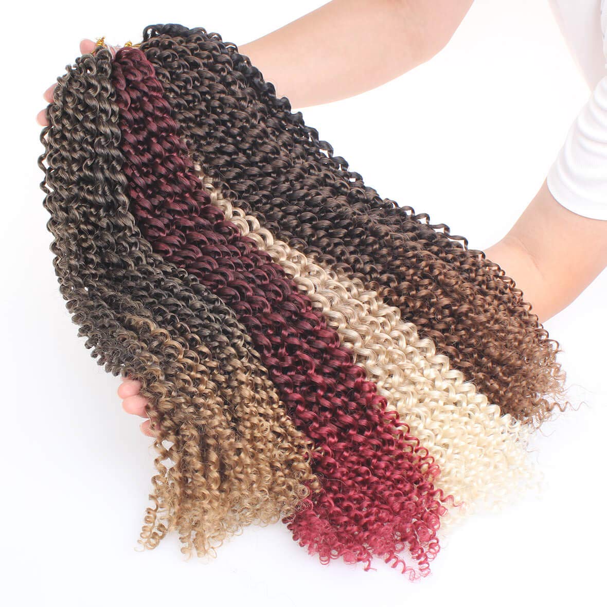 Leeven 18 Inch Ombre Color Water Wave Crochet Twist Hair For Butterfly Locs 2Pcs Curly Passion Twist Crochet Hair For Women Synt