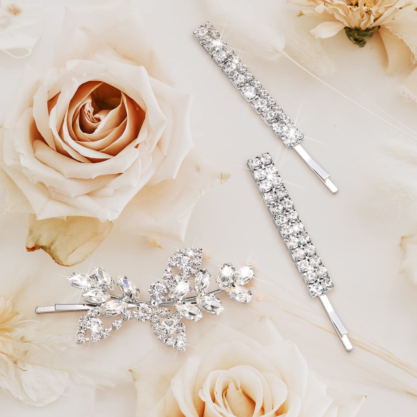4 Pieces Rhinestone Bridal Hair Clip Leaf Wedding Hairpin Bride Pearl Crystal Hair Clips Rhinestone Barrette Elegant Bridal Hair