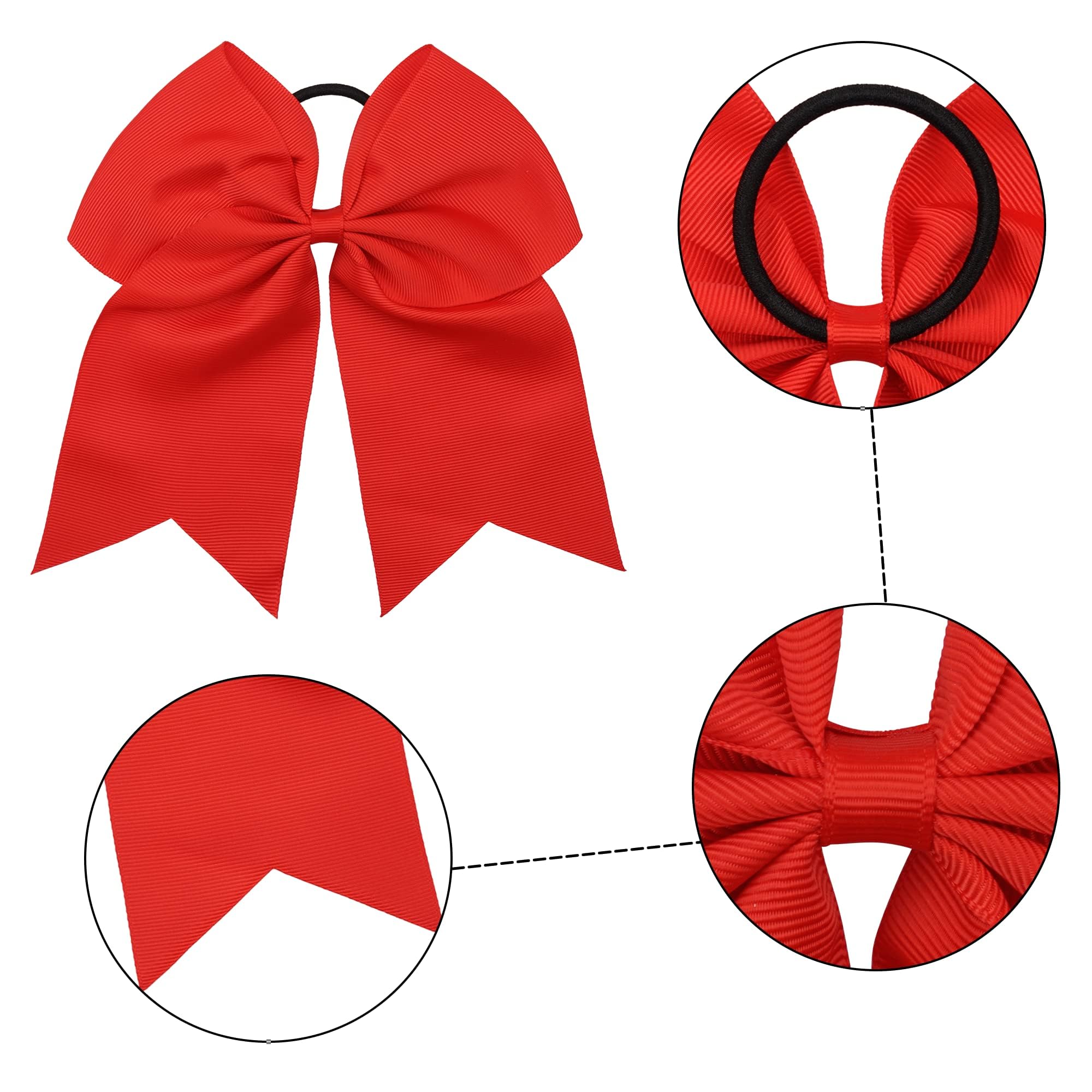 JOYOYO 20Pcs 8 Large Cheer Bows for Girls Ponytail Holder Grosgrain Ribbon Cheerleading Bows Elastic Hair Tie Bands for Baby Gir