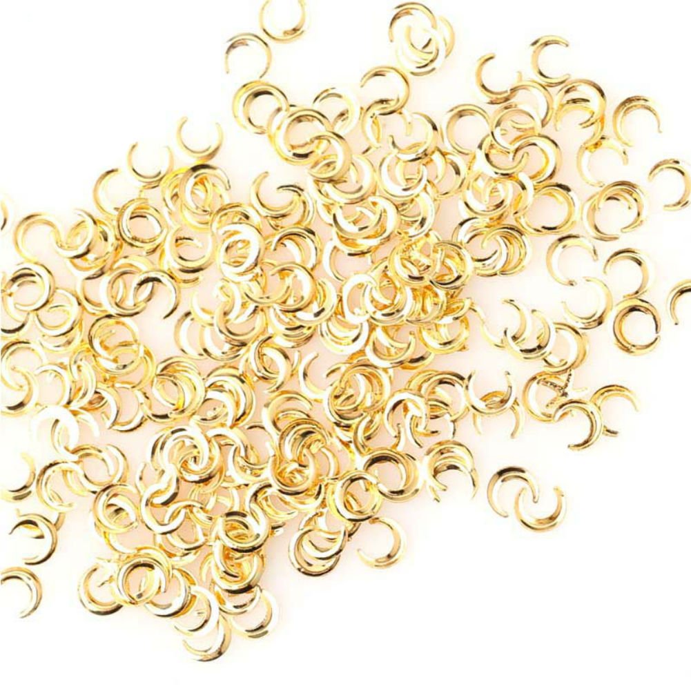 AKOAK 100 Count/Pack 3D Glitter Charm Nail Art Decoration Studs Japanese Rivet Style Mini Gold Alloy Moon Design Nail Supplies