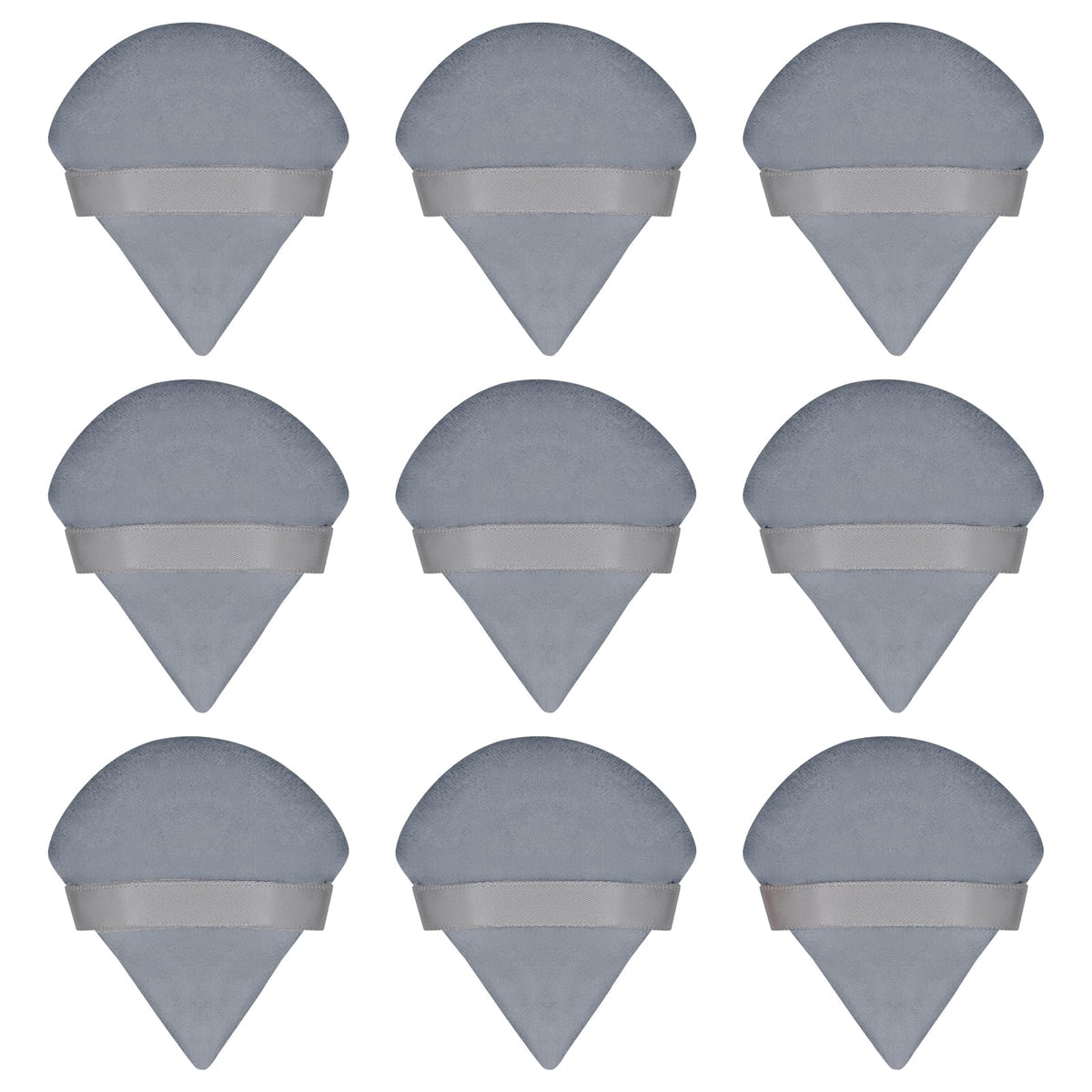 Flytianmy 9Pcs Triangle Powder Puffs, Face Makeup Puff for Body Loose Powder Beauty Makeup Tool Grey