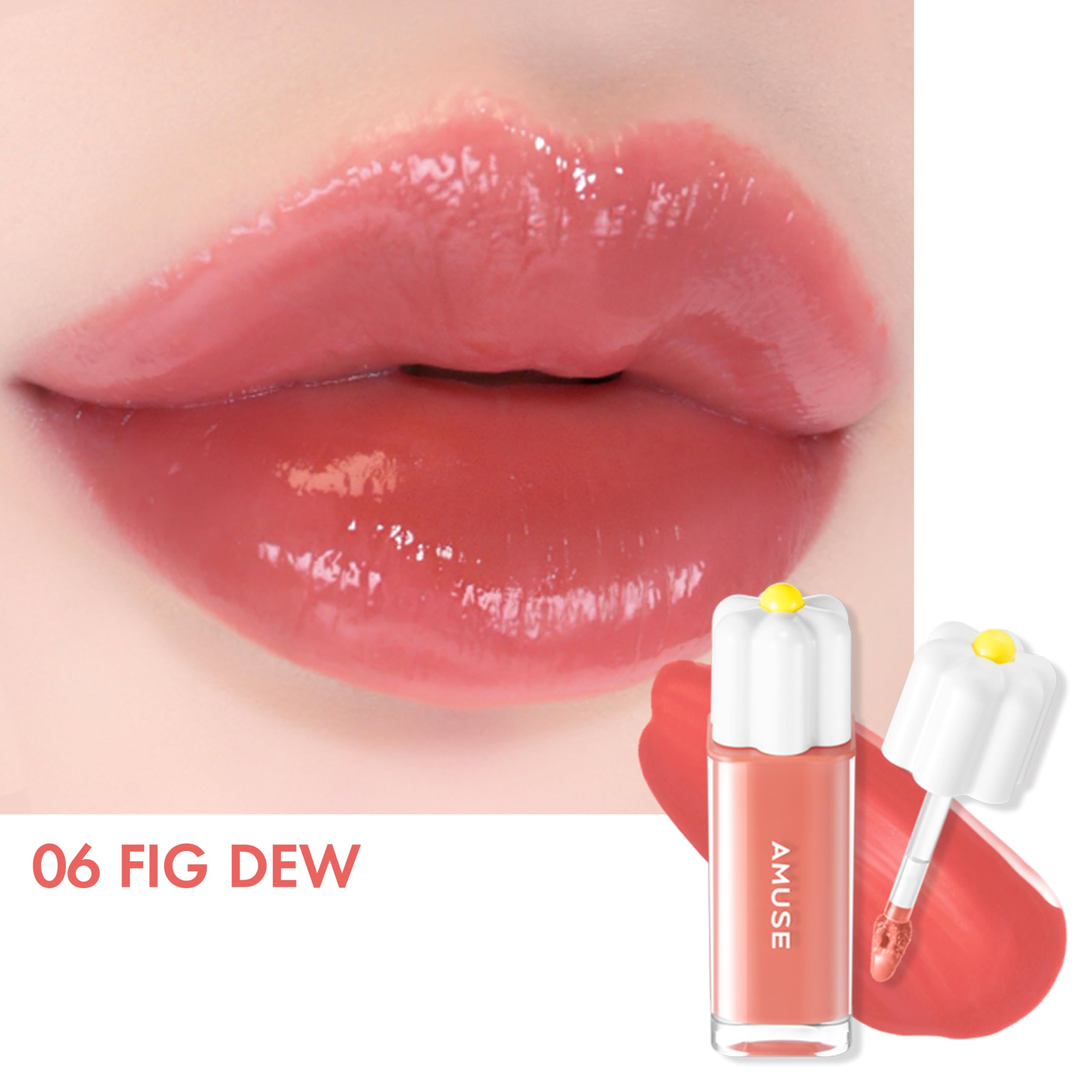 Amuse SEOUL Daisy Flower Dew Tint 06 FIG DEW | 35% High-moisture Water Tint, Long-lasting, Vitamin E Acetate, Moisturizing, No P