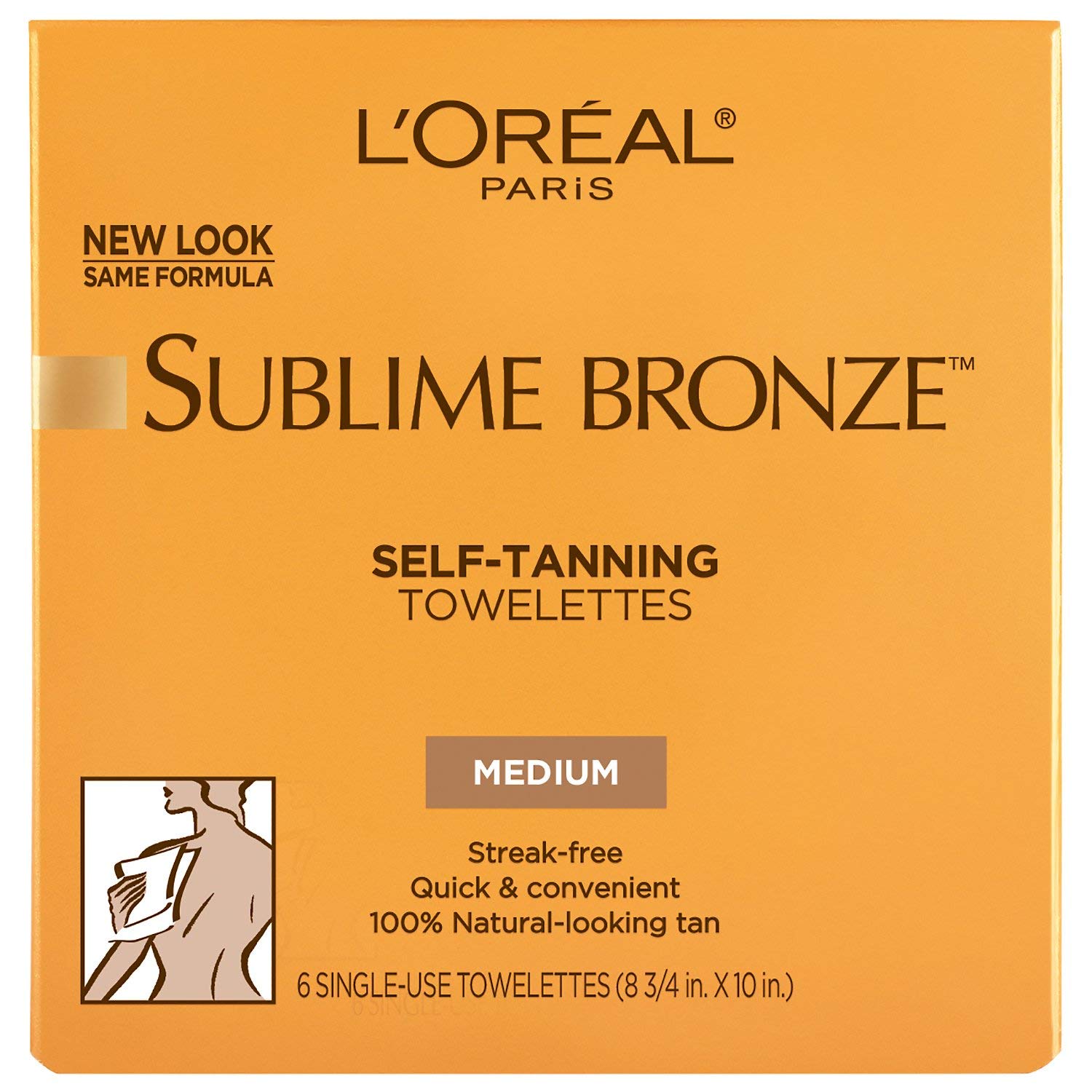 L'Oreal Paris Sublime Bronze Self-Tanning Body Towelettes, 6-Count (Pack of 2)