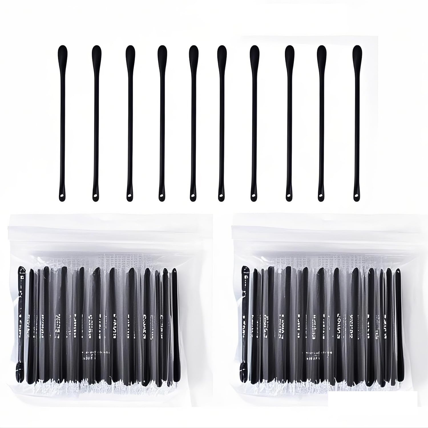 300Packs Disposable Double-Headed Comedones Extractor Plastic Blackhead Remover Black Pimple Popper Tool Acne Removal Stick Cott