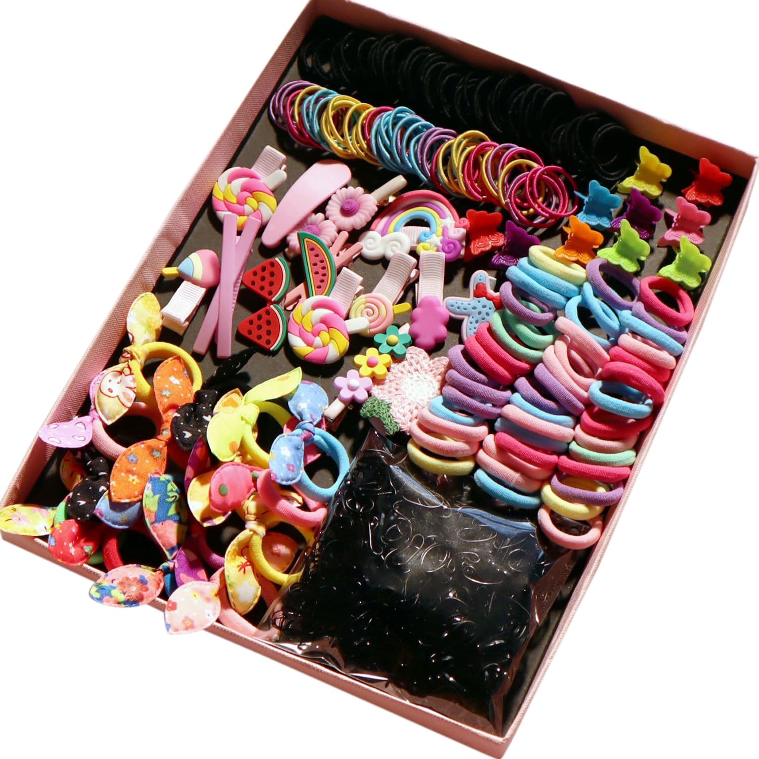 YANRONG Hair Accessories Set (1189PCS) - Candy Colors Eco-friendly Nylon Hair Ties, Disposable Rubber Bands, Hair Bands, and Hai