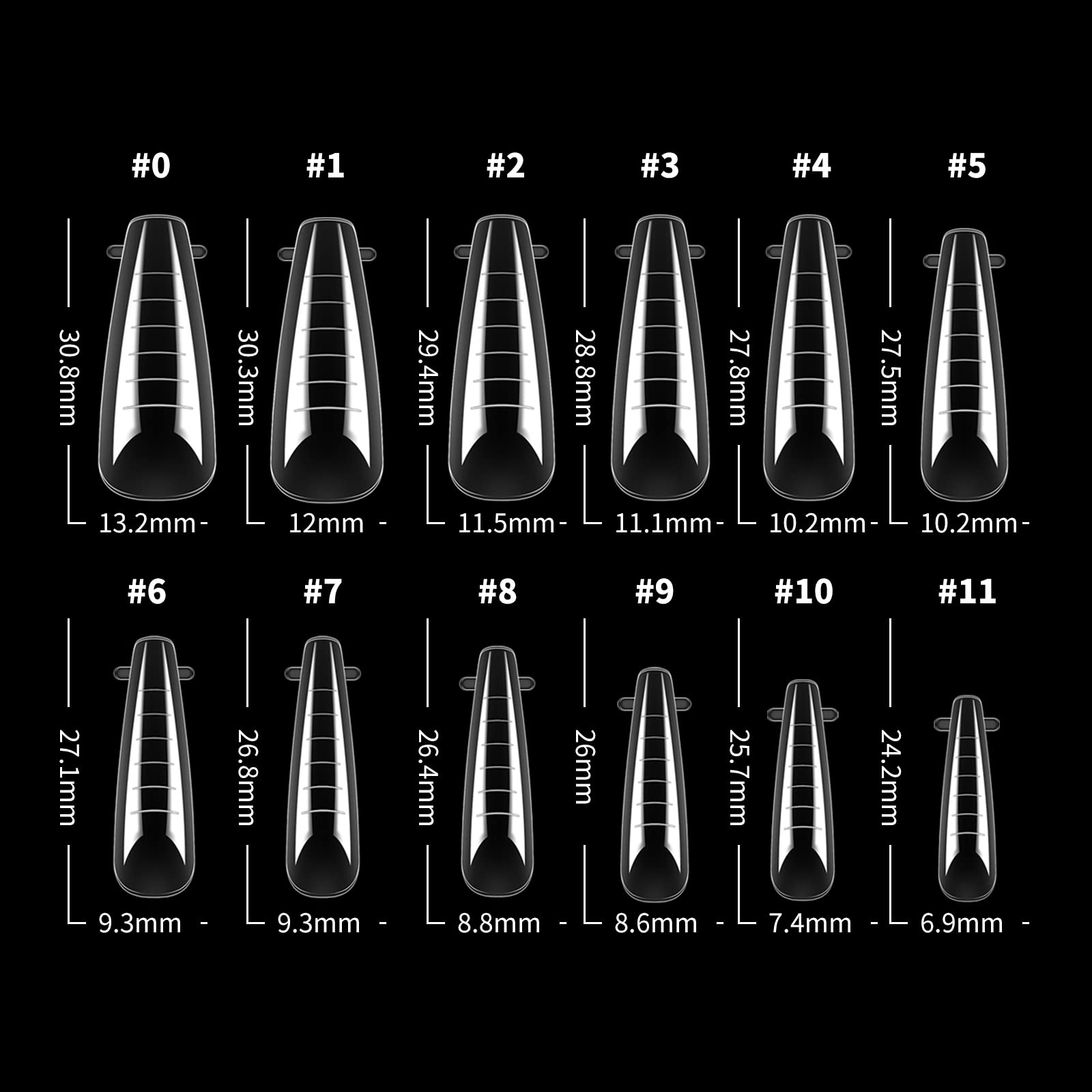 Nail Dual Forms For Polygel, 120Pcs Stiletto Shape Nail Forms For Builder Gel Reusable, 12 Sizes Extension Nail Molds Sets, Poly