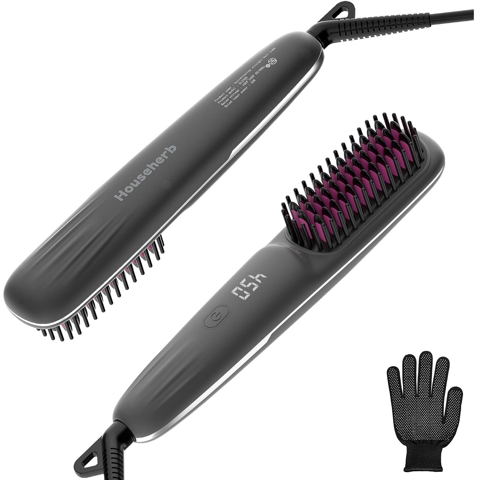 Hair Straightener Brush, Straightening Brush for Women 2-in-1 Up to 450?with 9 Temp Settings Mode, Ionic Hair Straightener Brush