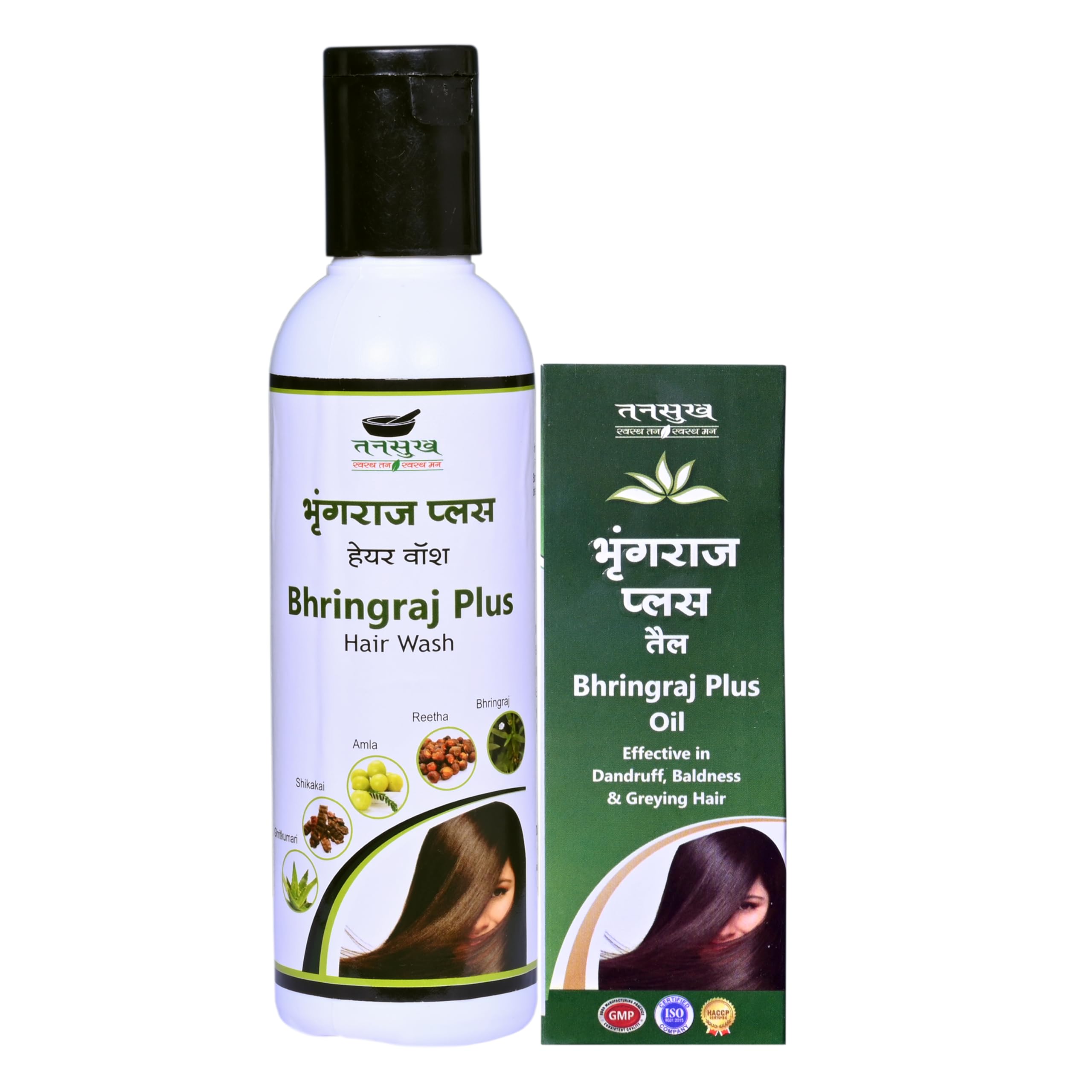 Tansukh Bhringraj Plus Shampoo (200Ml) & Bhringraj Plus Oil (100Ml) Anti Hairfall For Men & Women | Reduces Hairfall | Promotes 