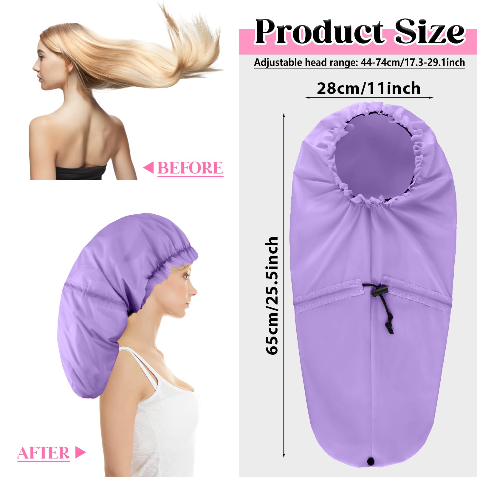 2 Pcs Large Shower Cap For Braids, Extra Long Shower Cap For Women Long Hair & Locs, Waterproof Hair Bonnets For Dreadlocks Draw