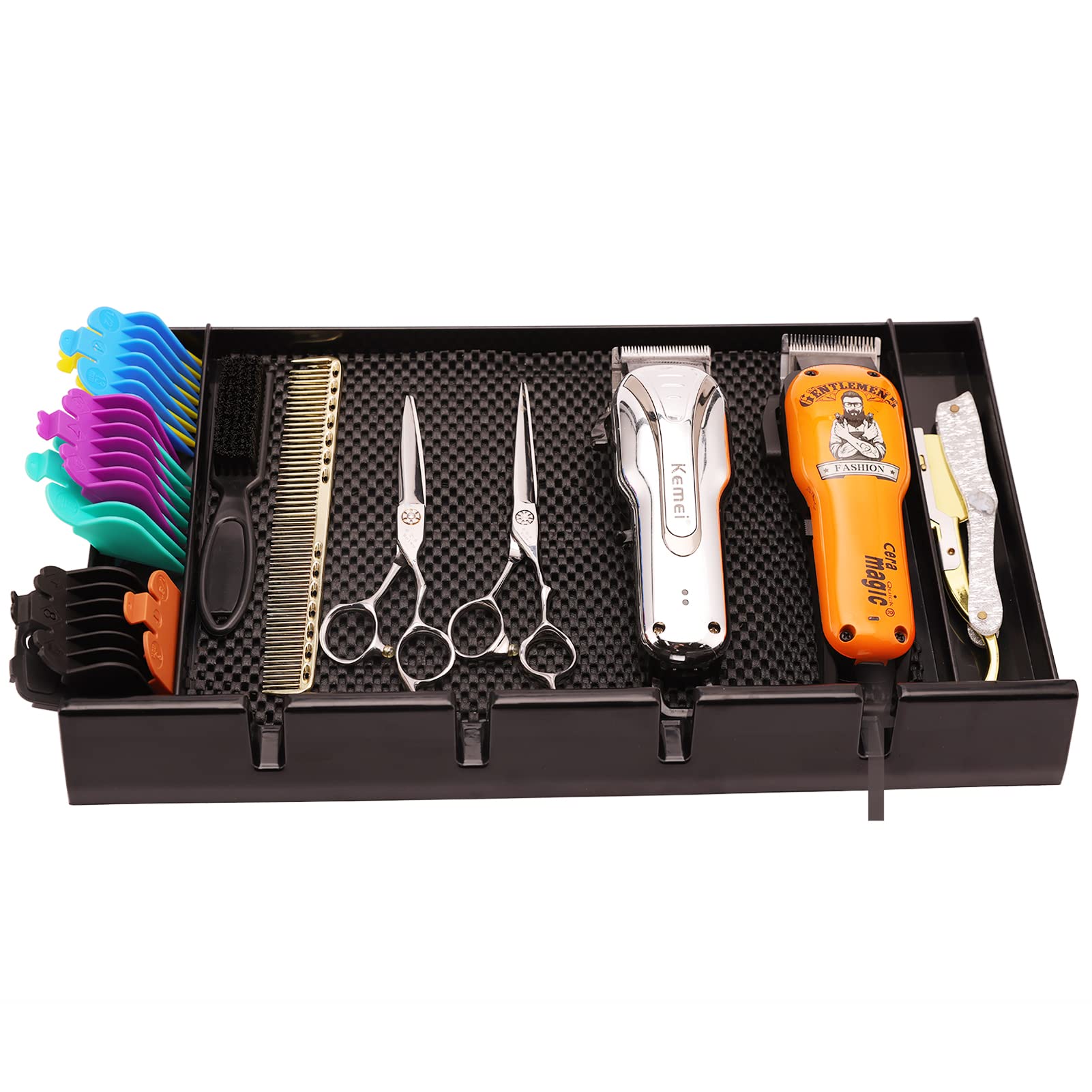 ZIBARBER Barber Clipper Tray Organizer, Trimmer, Corded Clippers Holder for Hairdresser, Salon Station Haircut Tools Keeper with