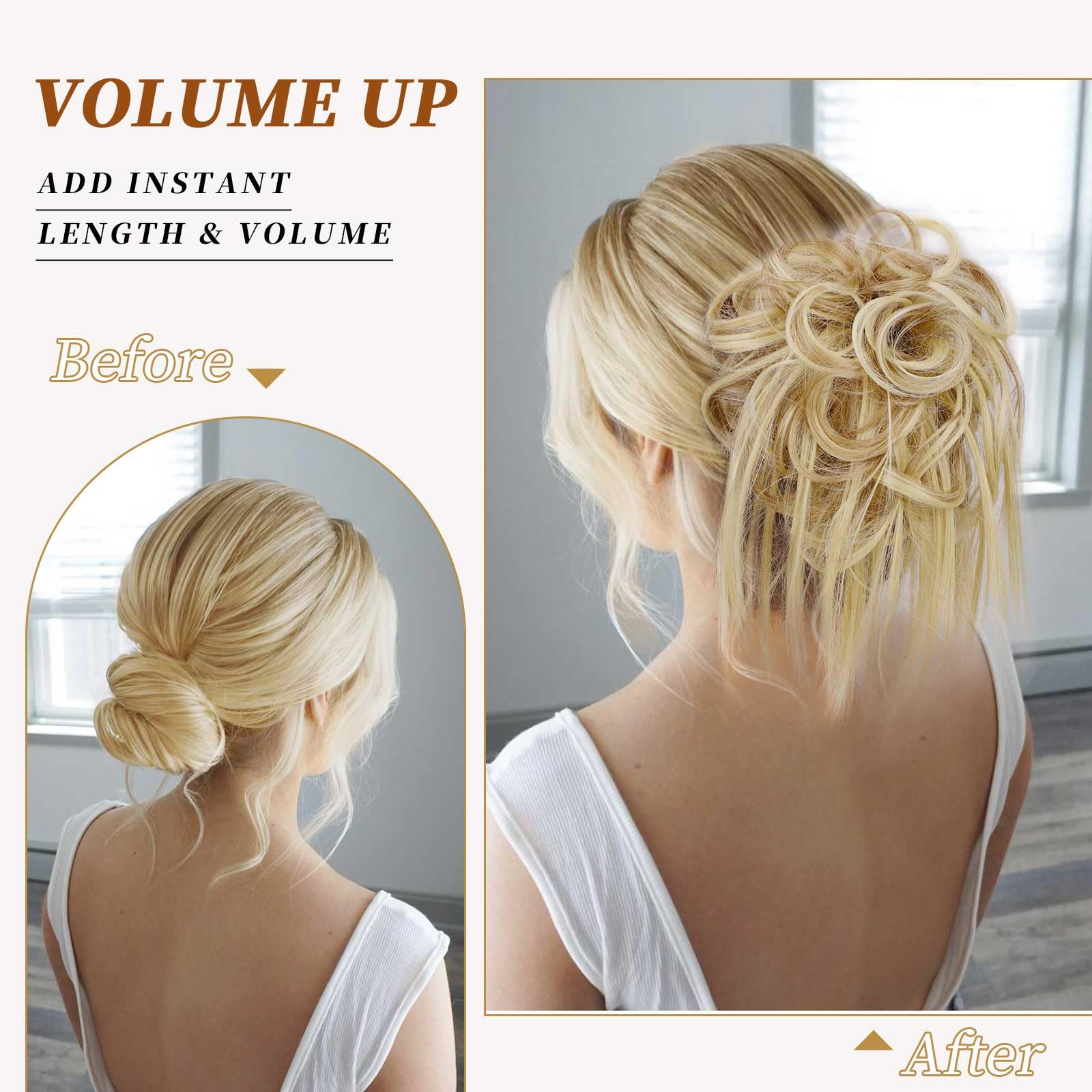 Lativ Messy Bun Hair Scrunchie Tousled Updo Hair Extensions With Elastic Rubber Band Hair Bun Curly Wavy Hair Piece Synthetic Ch