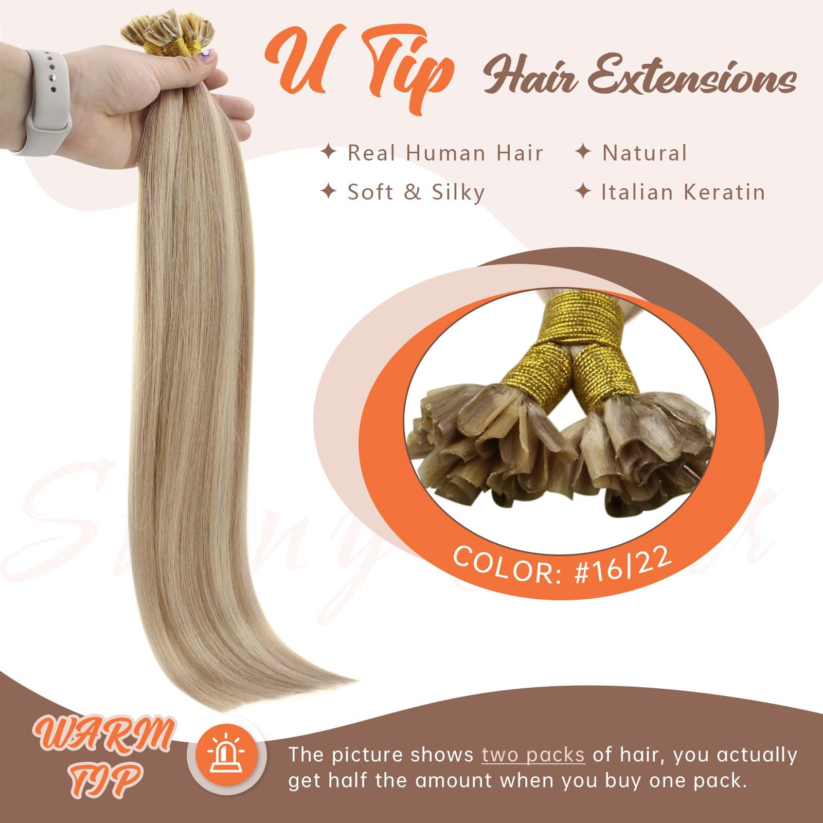 Sunny Utip Hair Extensions Human Hair Ash Blonde U Tip Hair Extensions Human Hair Golden Blonde Highlight Light Blonde Hair Exte