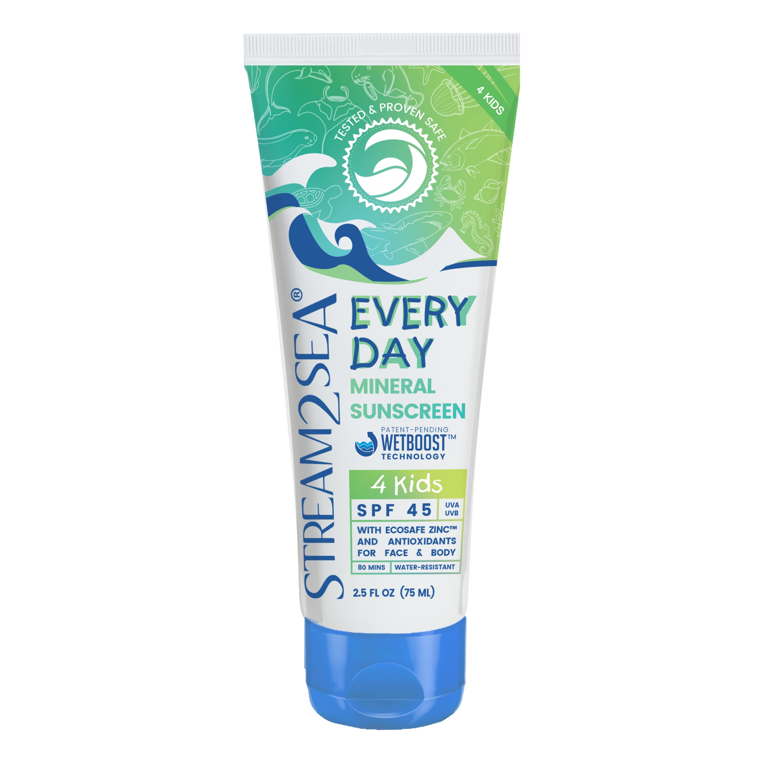 Spf 45 Every Day Kids Mineral Sunscreen | 2.5 Fl Oz Biodegradable, Paraben Free & Reef Safe Sunscreen For Face & Body For Kids |