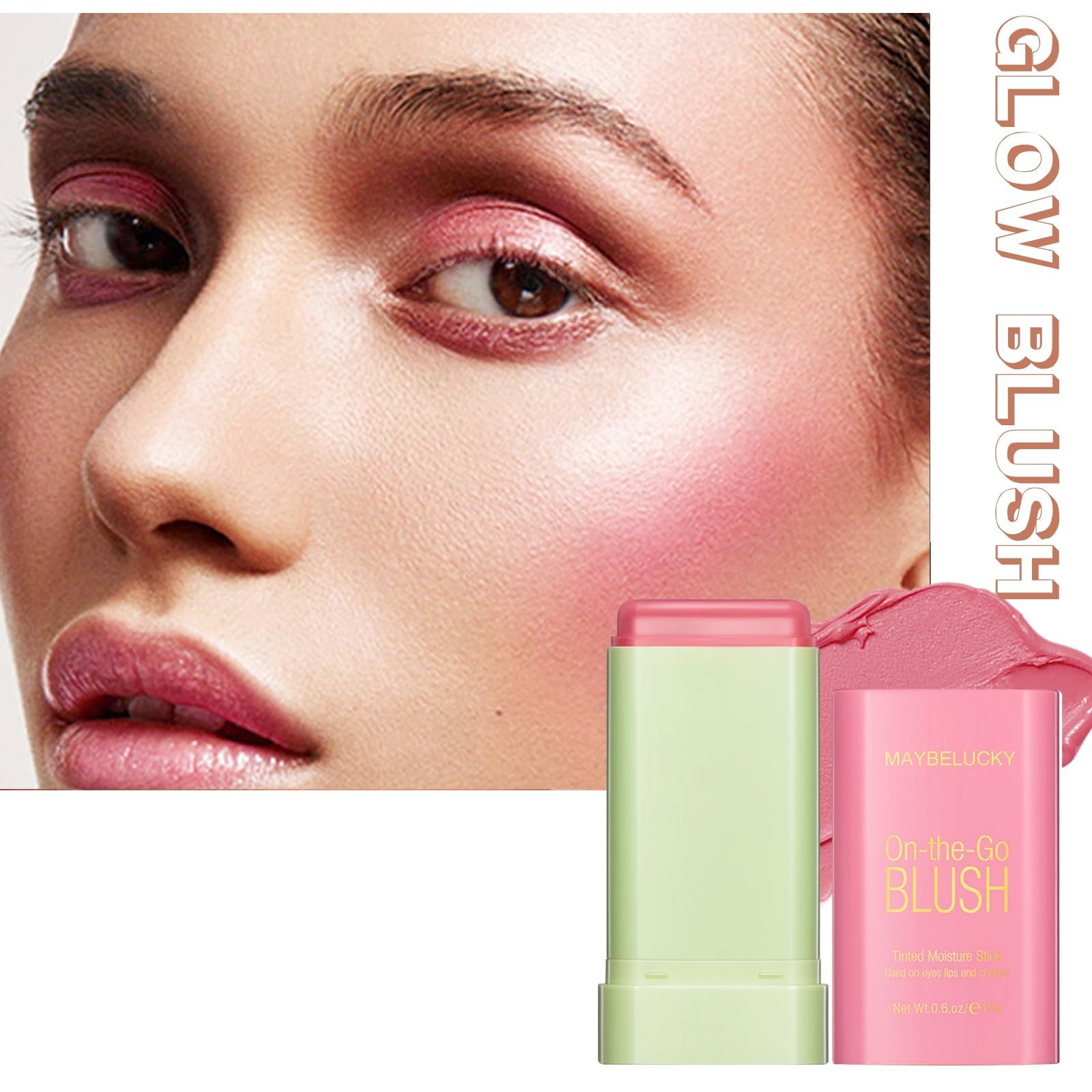 HOSAILY Cream Blush Stick for Cheeks, Multi-Use Makeup Blush Stick for Eyes Lips Face, Travel-Friendly Tinted Solid Moisturizer