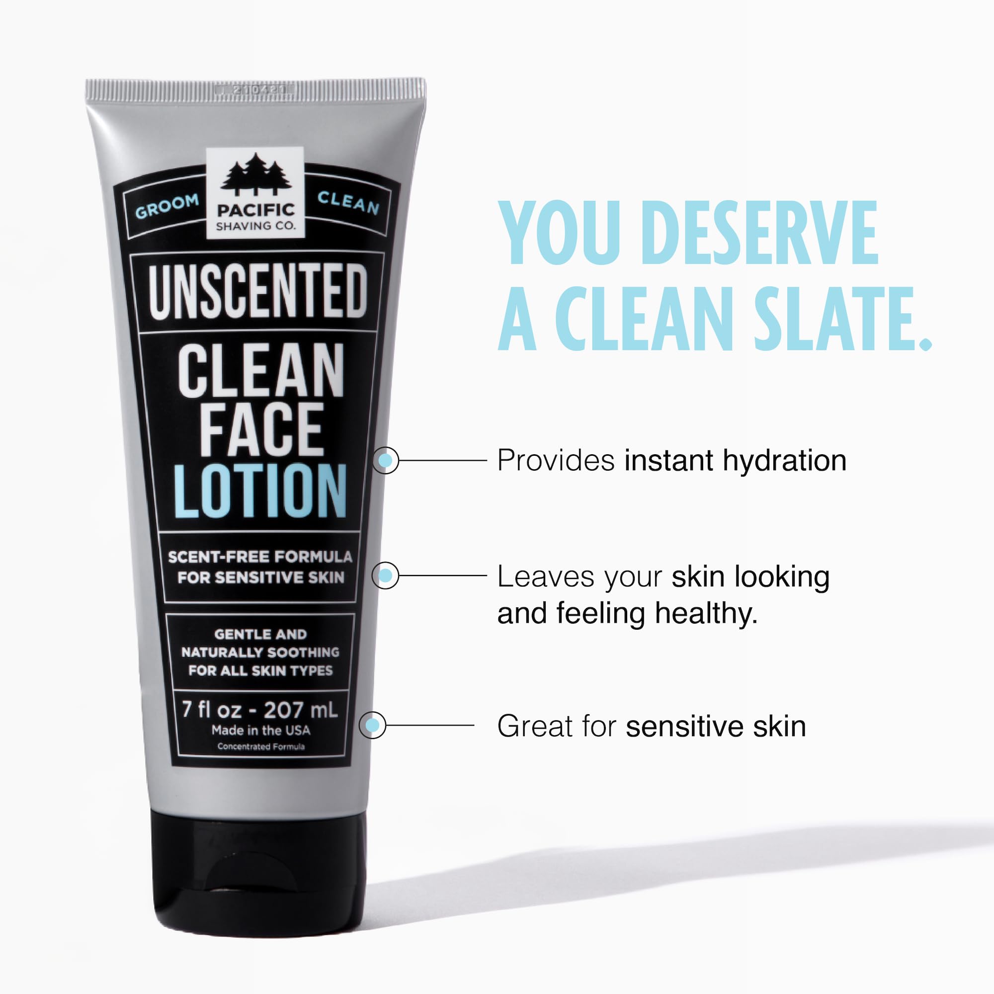 Pacific Shaving Company Clean Face Lotion - Hydrating Face Moisturizer with Avocado & Jojoba Oil - Fragrance-Free Skin Care Prod