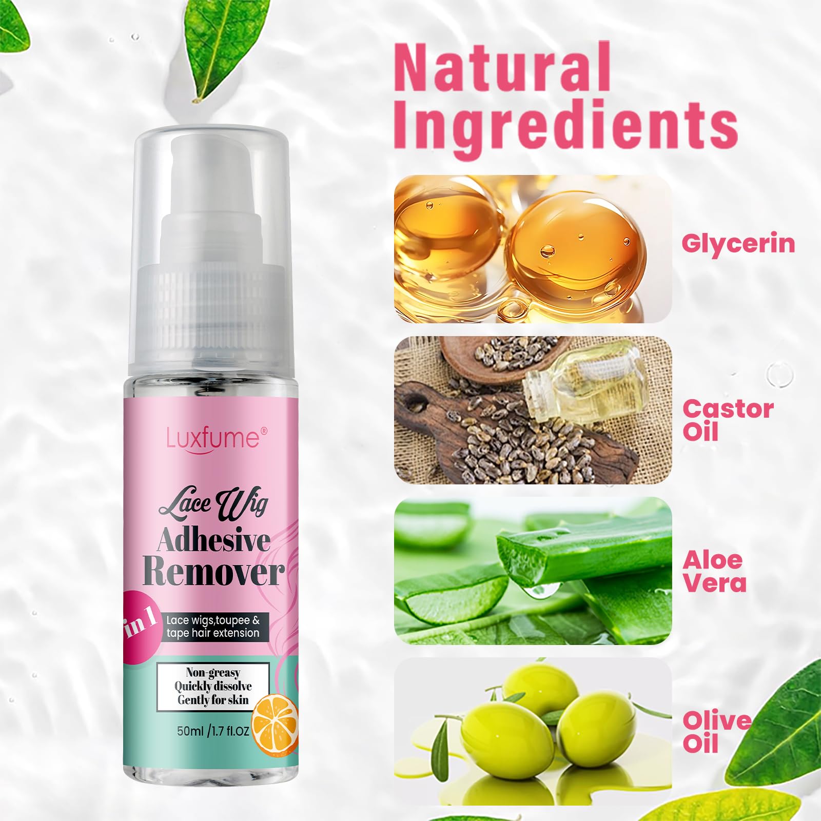 Tape In Extension Remover Hair Glue Remover,Lace Remover Spray For Wigs,Gently Removes Glue And Adhesive - No Greasy, Easy To Cl