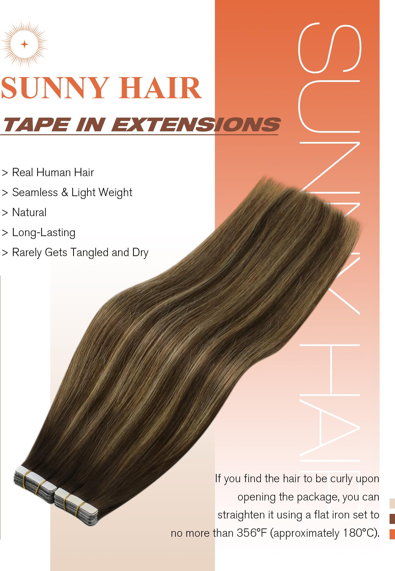 Sunny Hair Tape In Hair Extensions Brown Balayage Tape In Hair Extensions Human Hair Brown To Blonde Mix Medium Brown Balayage T