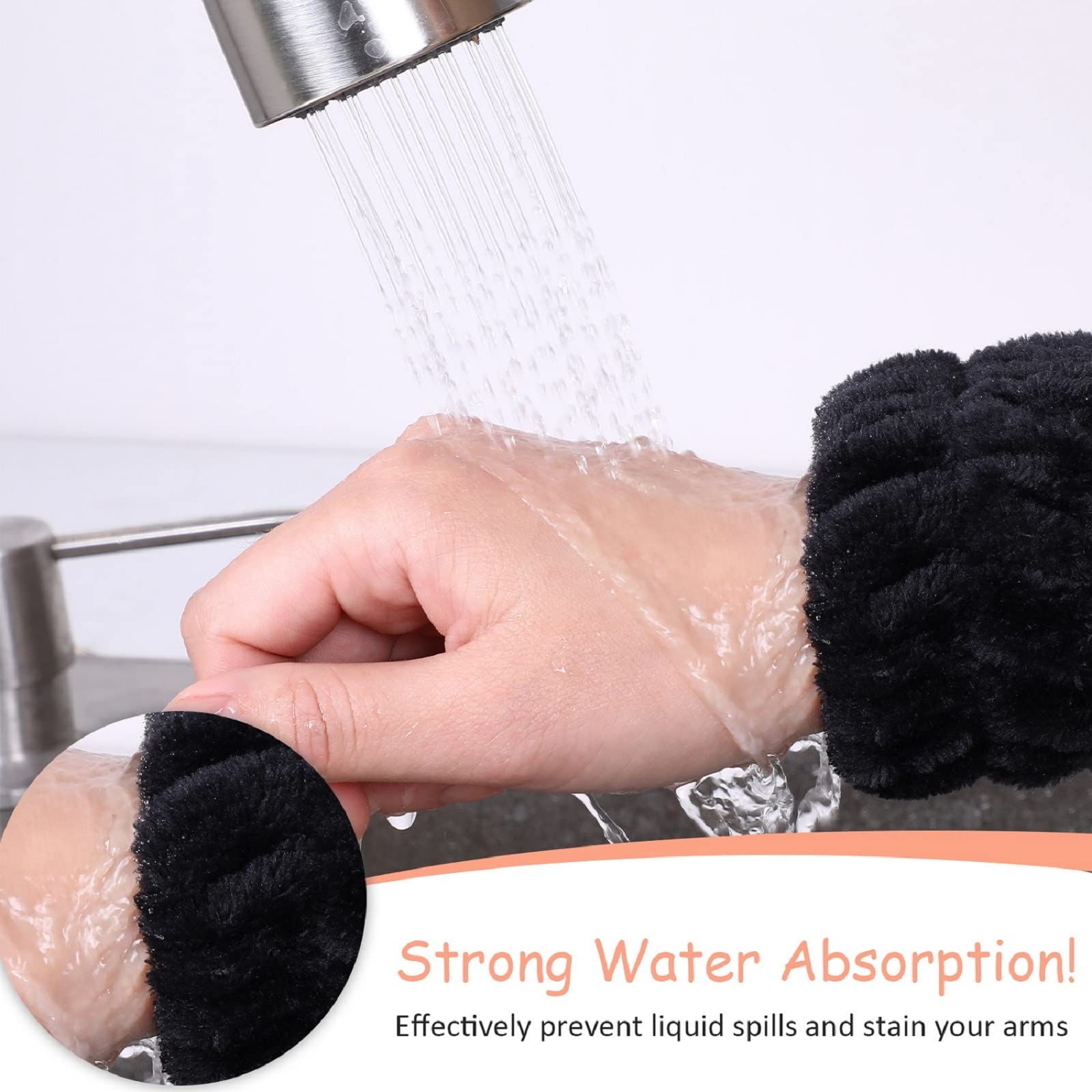 Chuangdi 4 Pairs Wrist Bands For Washing Face Wrist Spa Microfiber Wrist Wash Towel Band Scrunchies Absorbent Wrist Sweatband Fo
