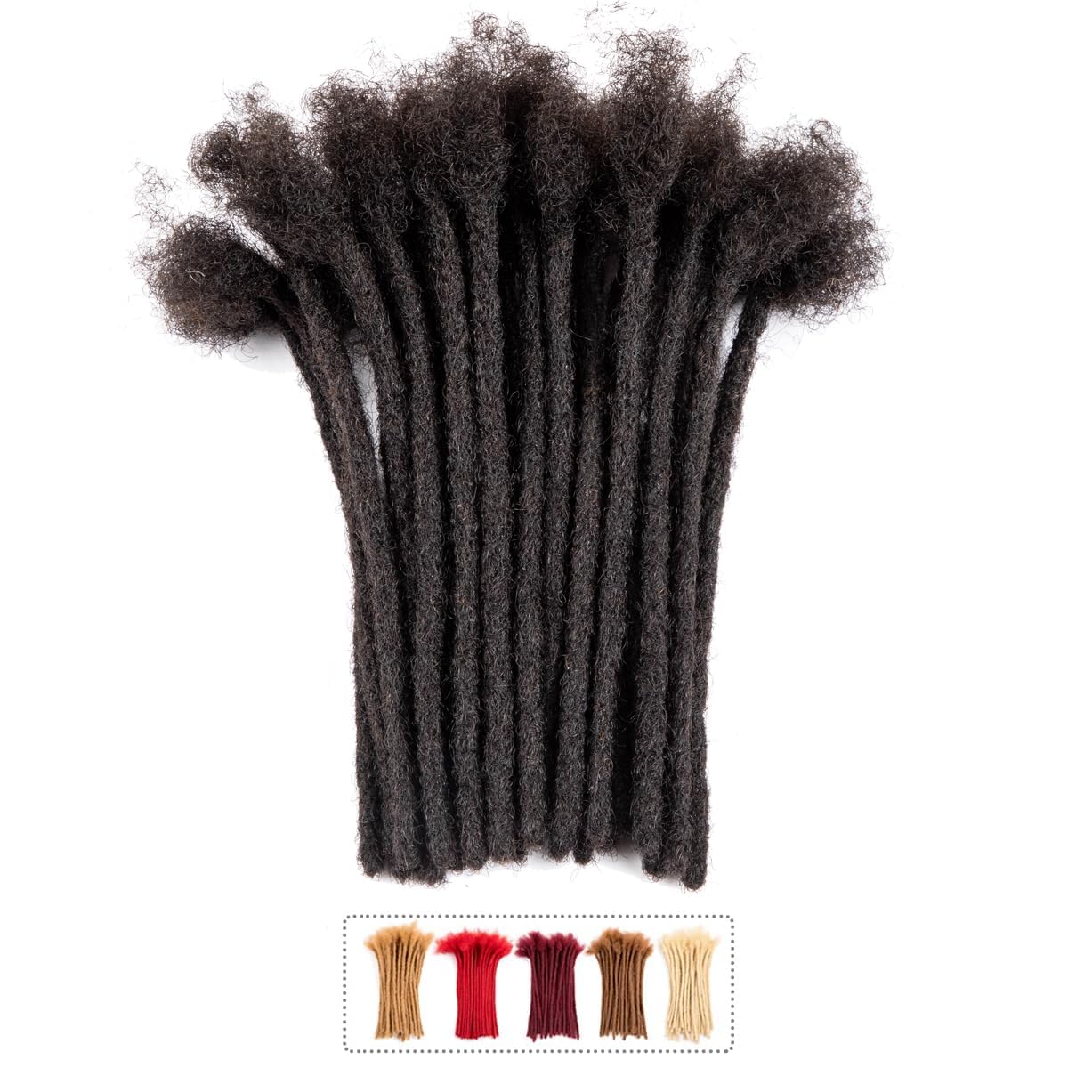 Teresa 6-18 Inch 0.6cm & 0.4cm & 0.8cm Width Small 100% Human Hair Dreadlock Extensions for Men/Women/Kids,Full Hand-made Perman