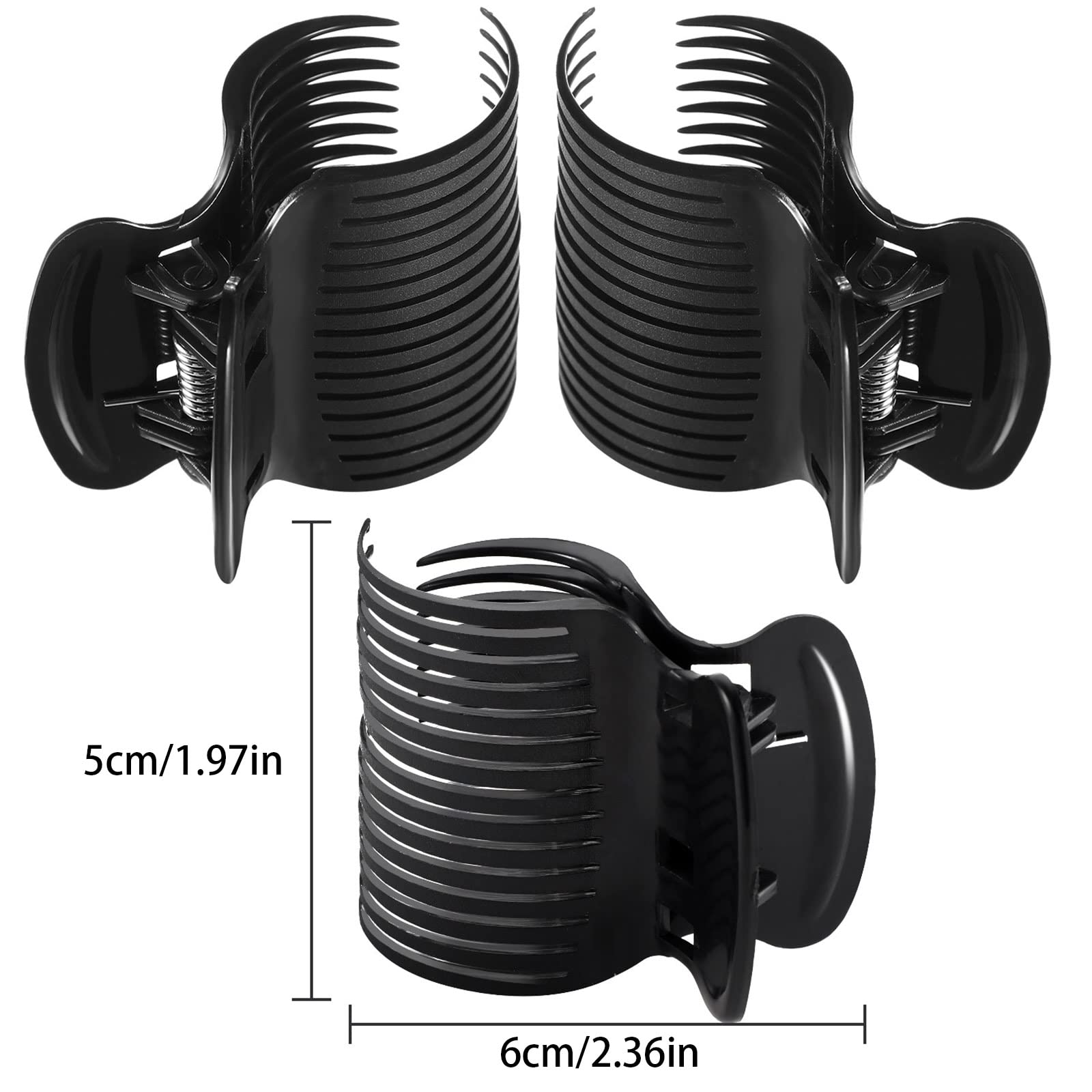 Hot Roller Clips Hair Curler Claw Clips Replacement for Women Girls Hair Section Styling (12 Pieces, Black)