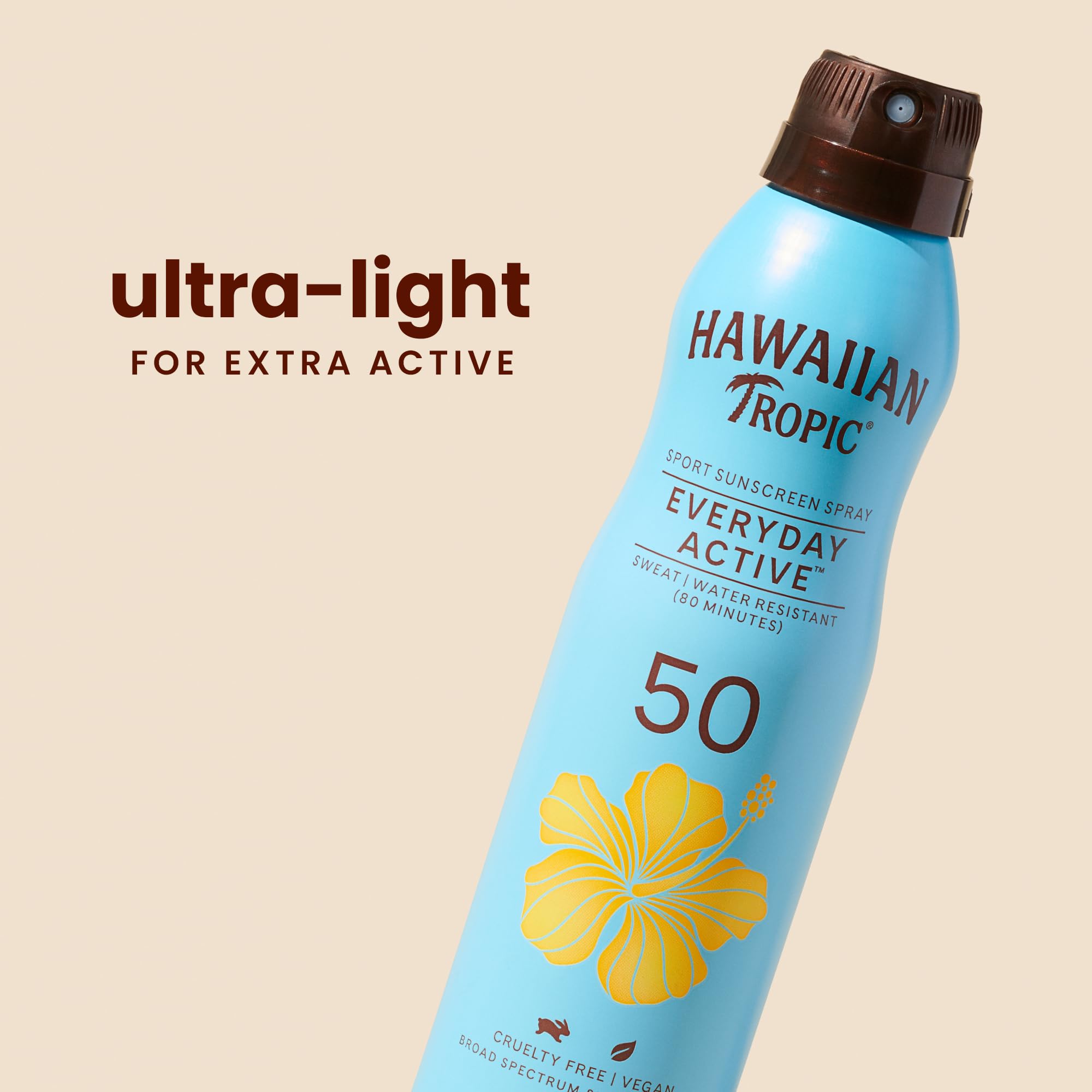 Hawaiian Tropic Spf 50 Broad Spectrum Island Sport Sunscreen Spray, Coconut, 6 Oz (Pack Of 2)