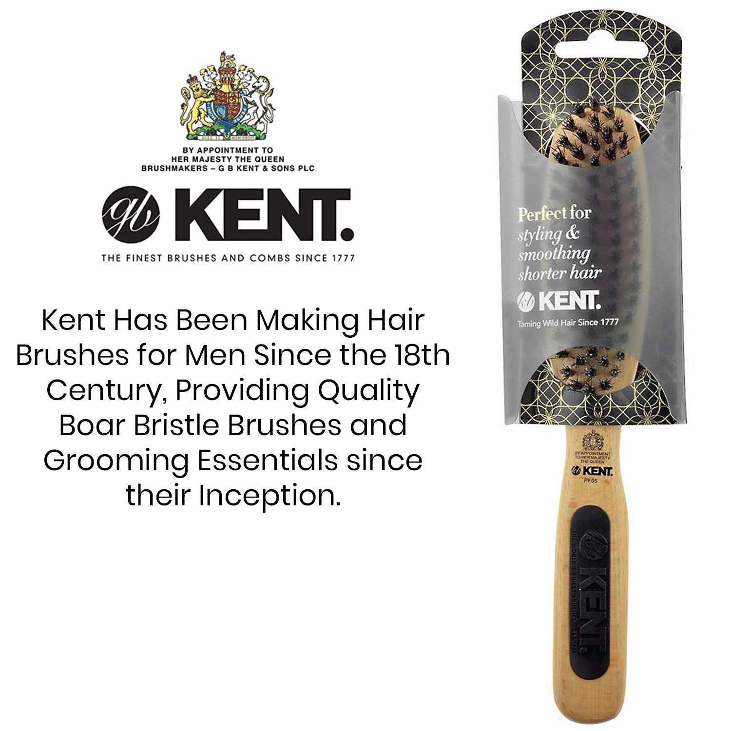 Kent Natural Shine Narrow Grooming Pure Bristle Brush