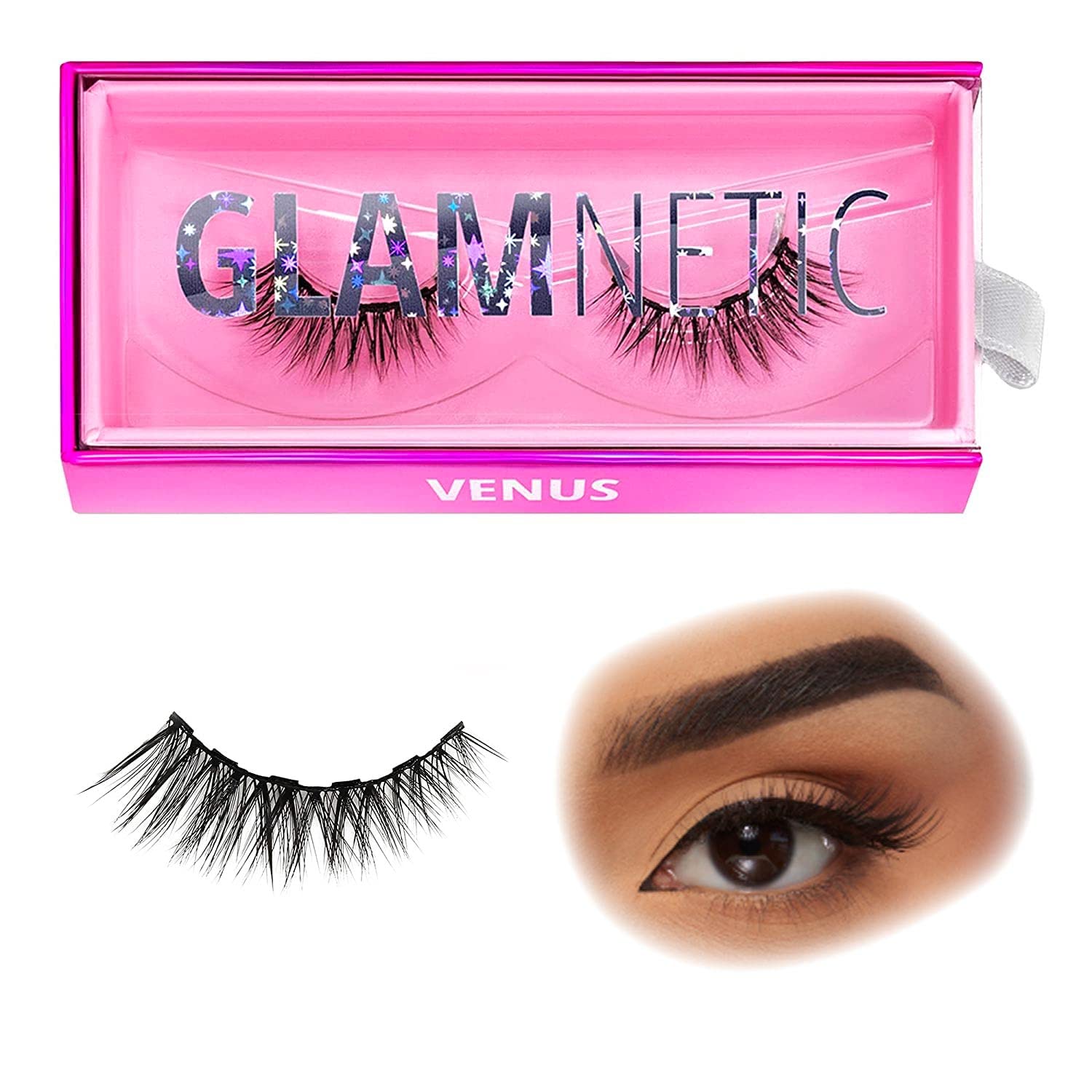 Glamnetic Magnetic Eyelashes - Venus | Short Magnetic Lashes, 60 Wears Reusable High Volume Faux Mink Lashes, Cat Eye, 3D Natura