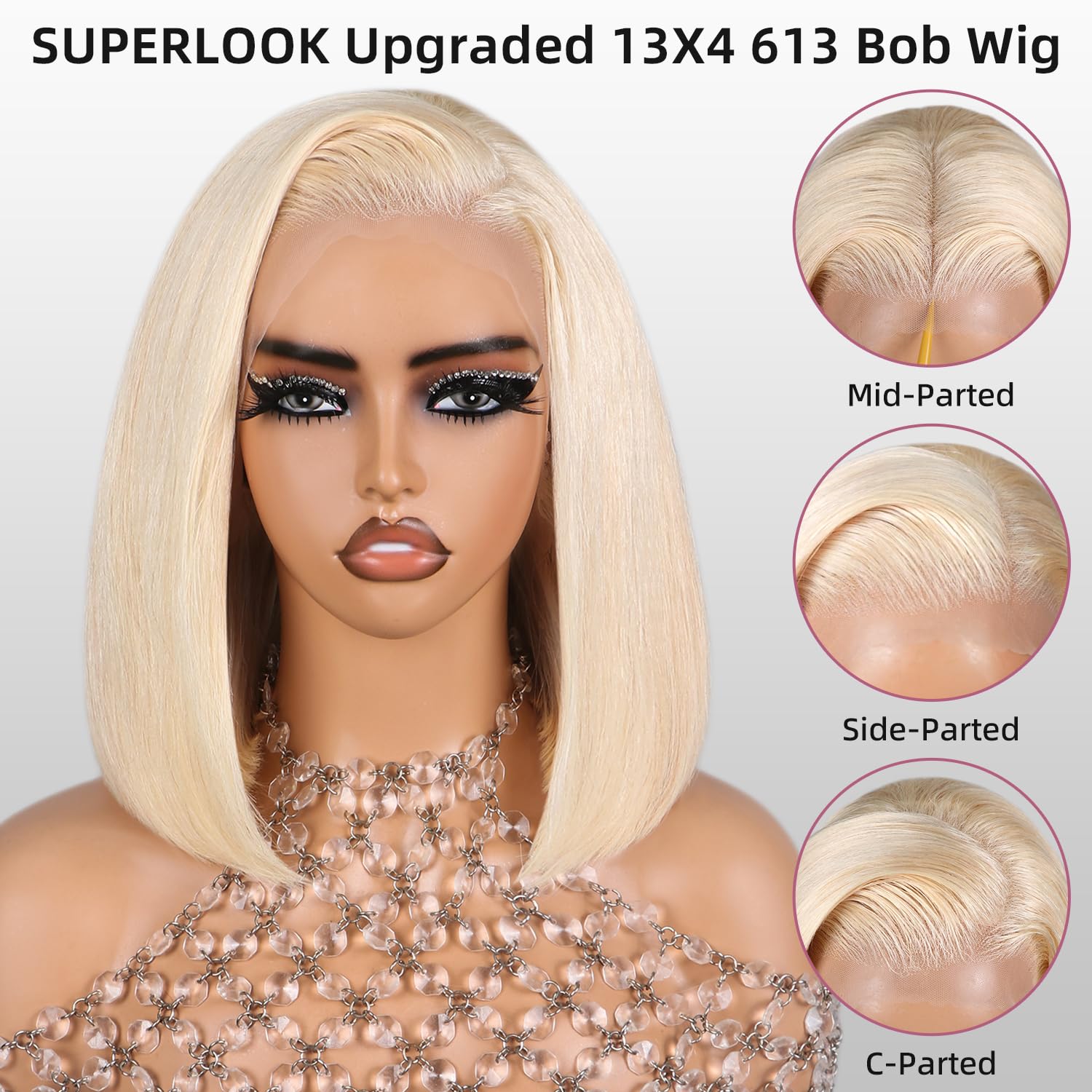 Superlook Blonde Bob Wig Human Hair Straight 613 Lace Front Bob Wig Human Hair 13X4 Transparent Lace Front Wig Human Hair Pre Pl