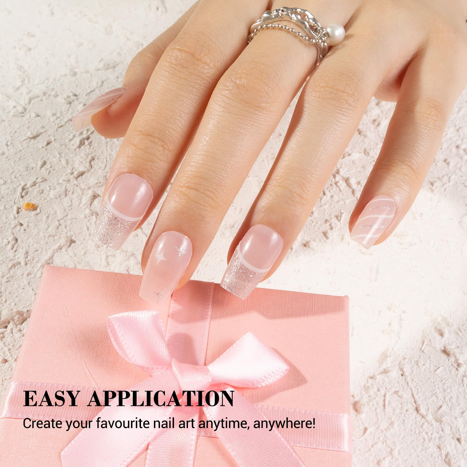 Melodysusie Semi Cured Gel Nail Strips (Christmas Vibe)- Works With Nail Lamp, Salon-Quality, Long Lasting, Easy To Apply & Remo