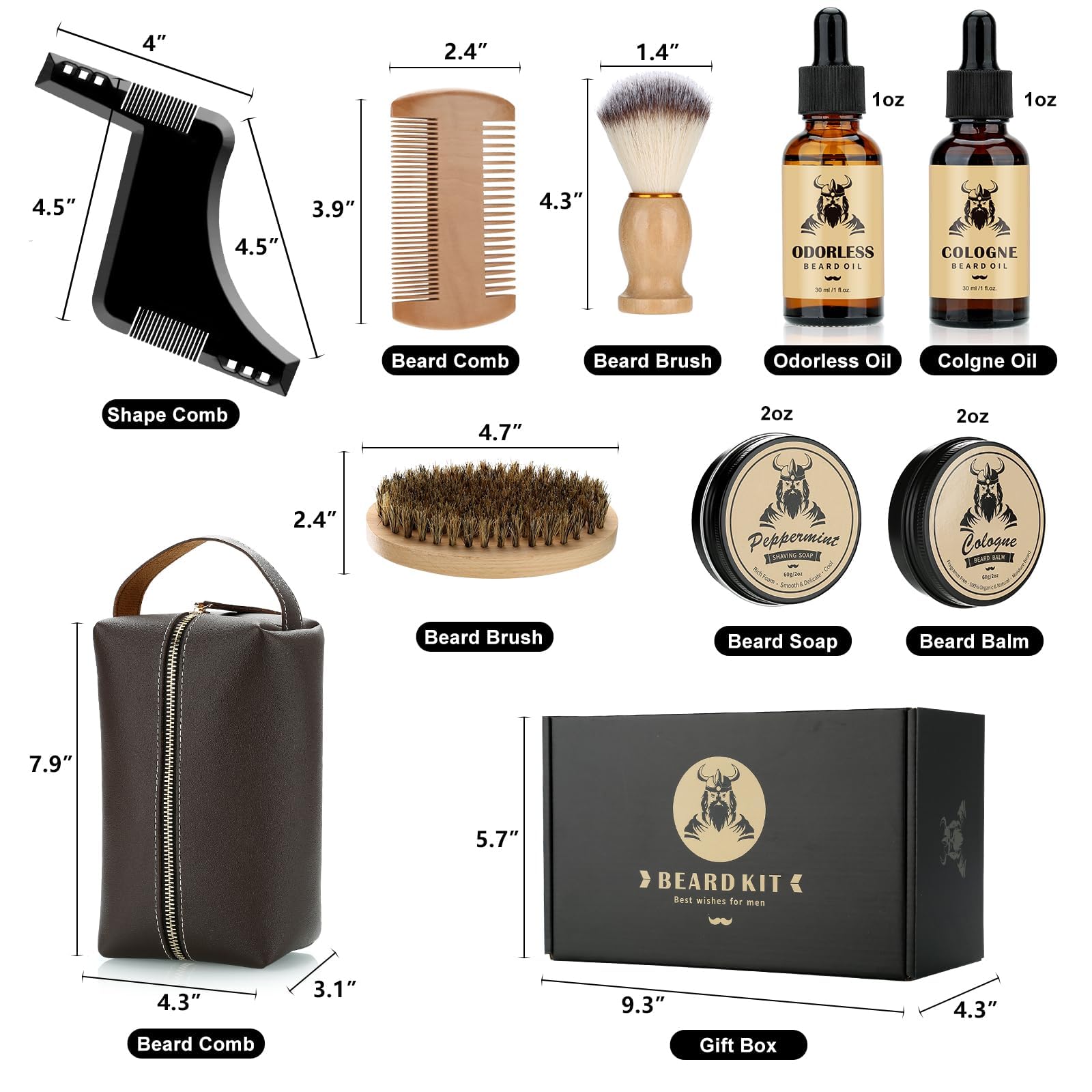 Beard Care Kit Gifts For Men, 9 Pcs Beard Grooming Kit, Beard Club Kit Is A Unique Men'S Gifts For Men Dad Husband Boyfriend, Fa