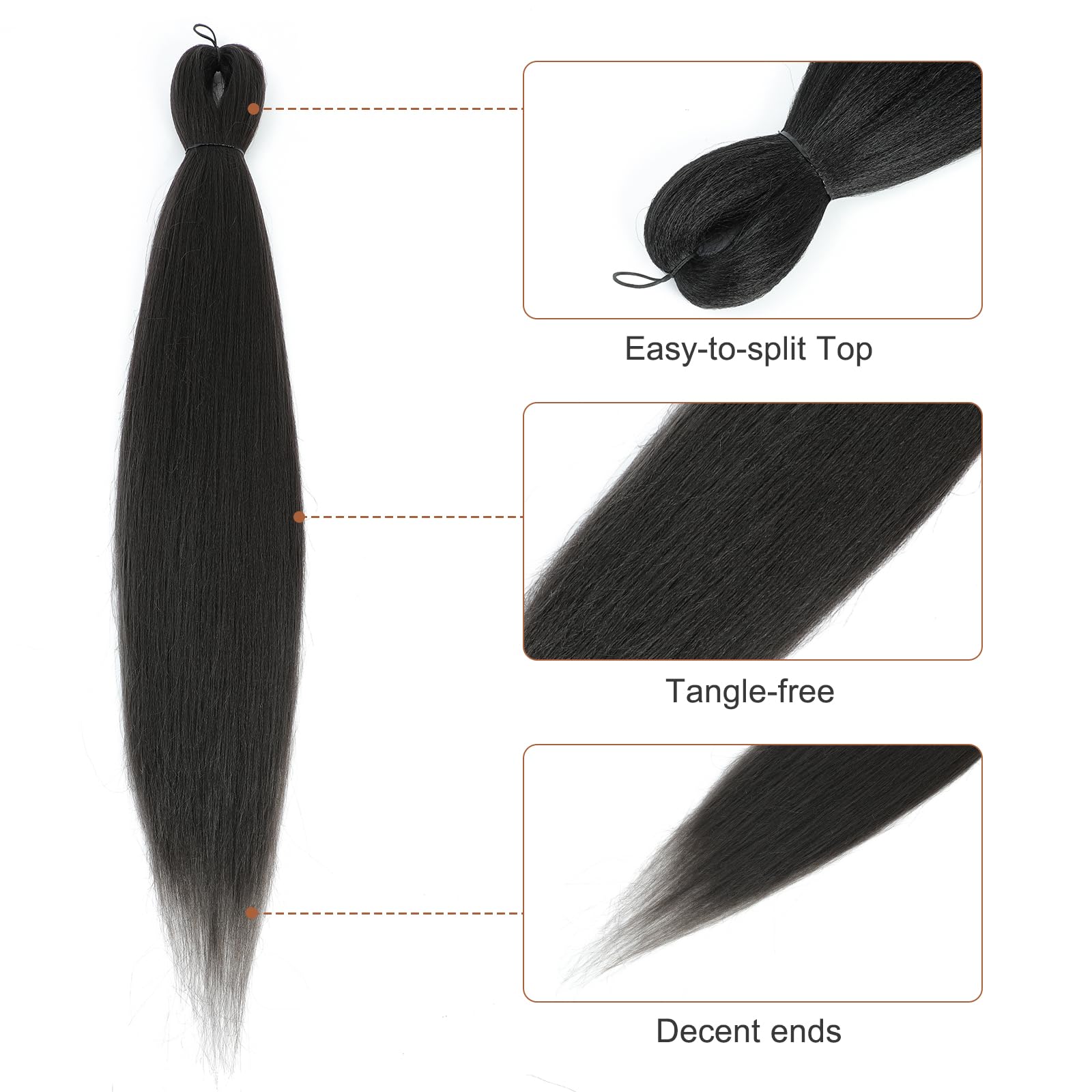 Difunee Pre-Stretched Braiding Hair - 14 Inch 8 Packs Medium Brown Mid-Length Braiding Hair For Twist Or Box Braids, Yaki Textur
