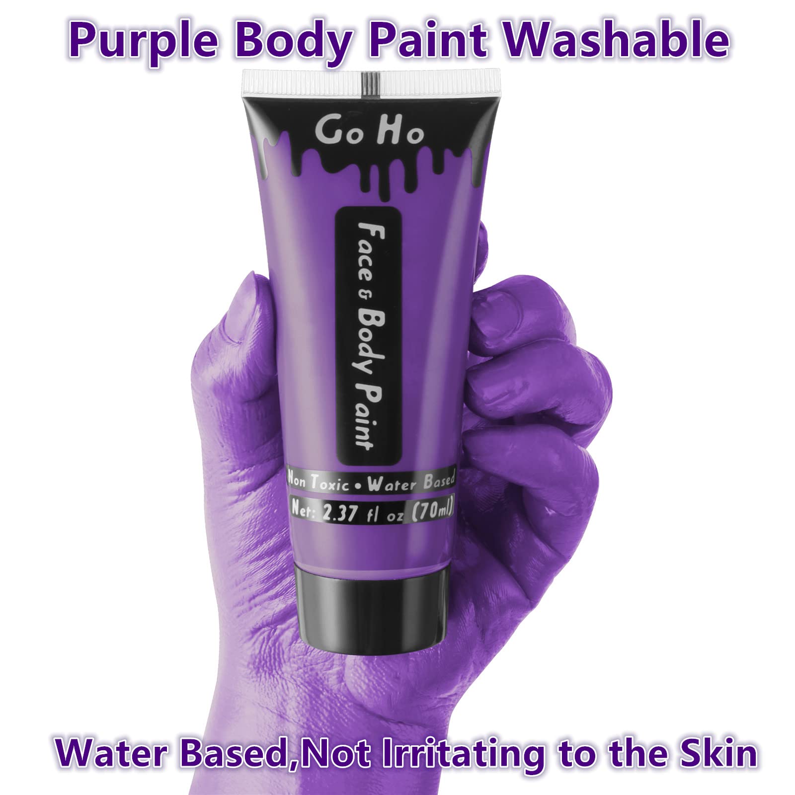 Go Ho Purple Body Paint Washable(2.37 Oz),Full Coverage,Smooth,Water Based Cream Purple Face Body Paint For Sfx Cosplay Costumes