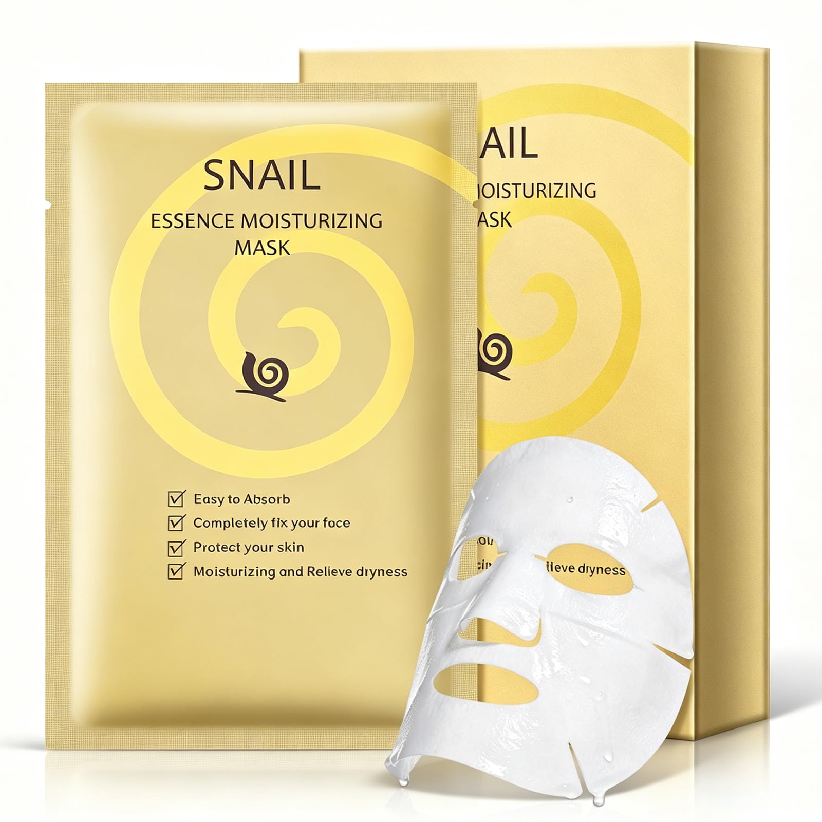 AOPEIBOTO Snail Mucin Sheet Mask(10 Sheets) with Snail Mucin Serum, Collagen Face Mask for All Skin Deep Hydrating, Relieve Dryn